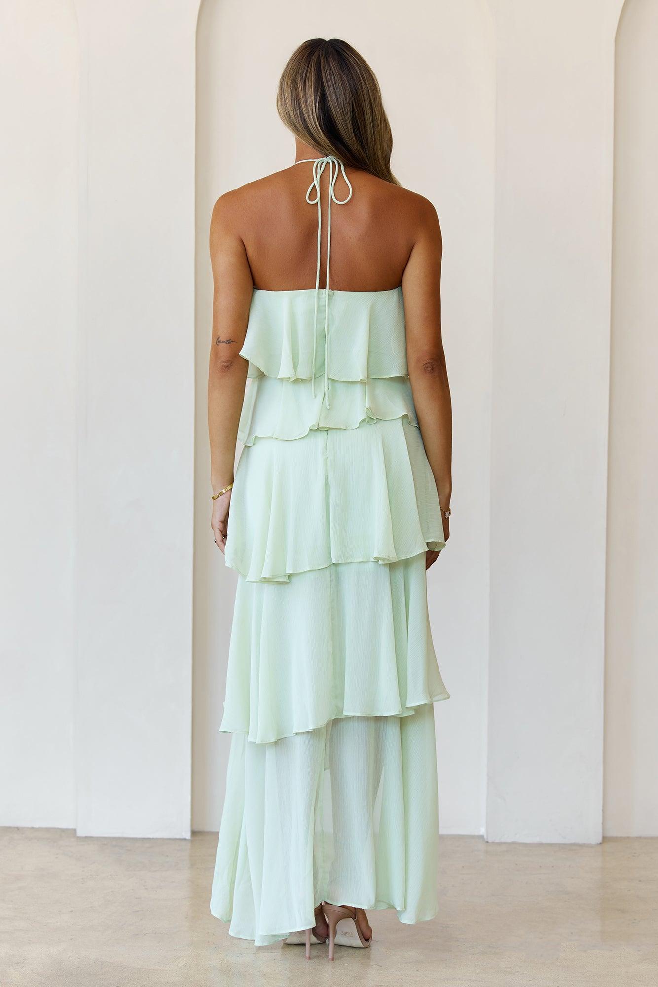 Santorini Breeze Halter Maxi Dress Lime Product Image