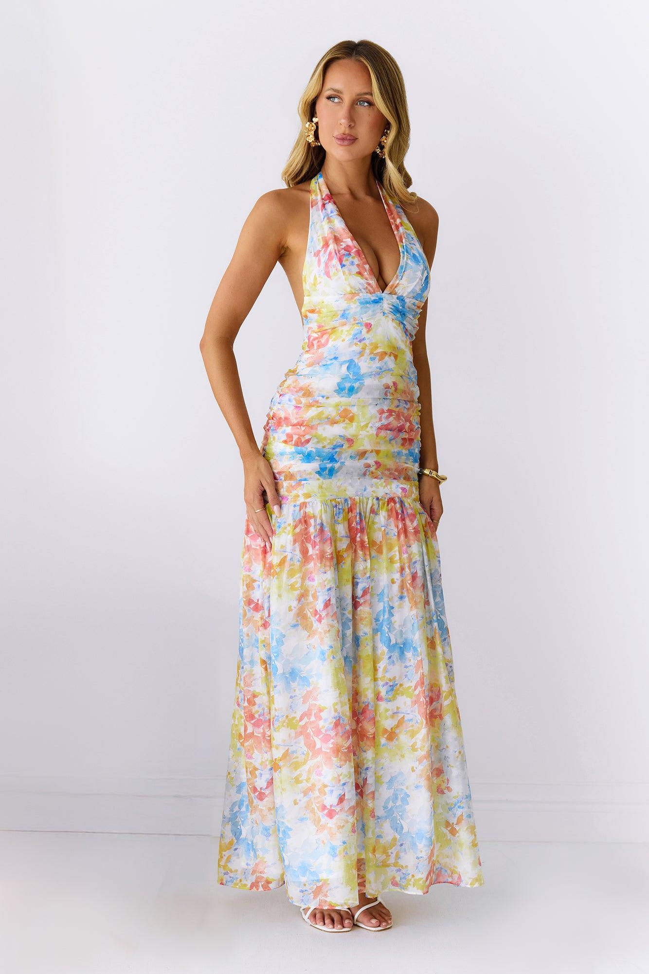 Coral Reef Beauty Halter Maxi Dress Multi Product Image
