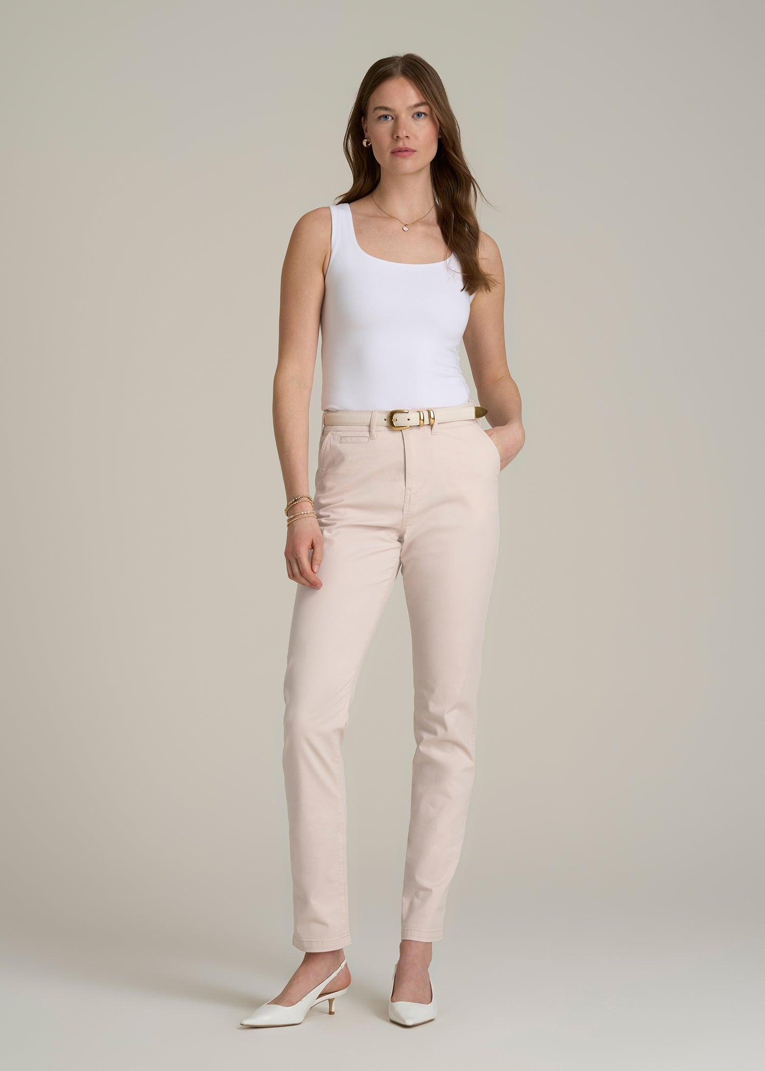 High Rise Tapered Chino Pants for Tall Women in Shell Female Product Image
