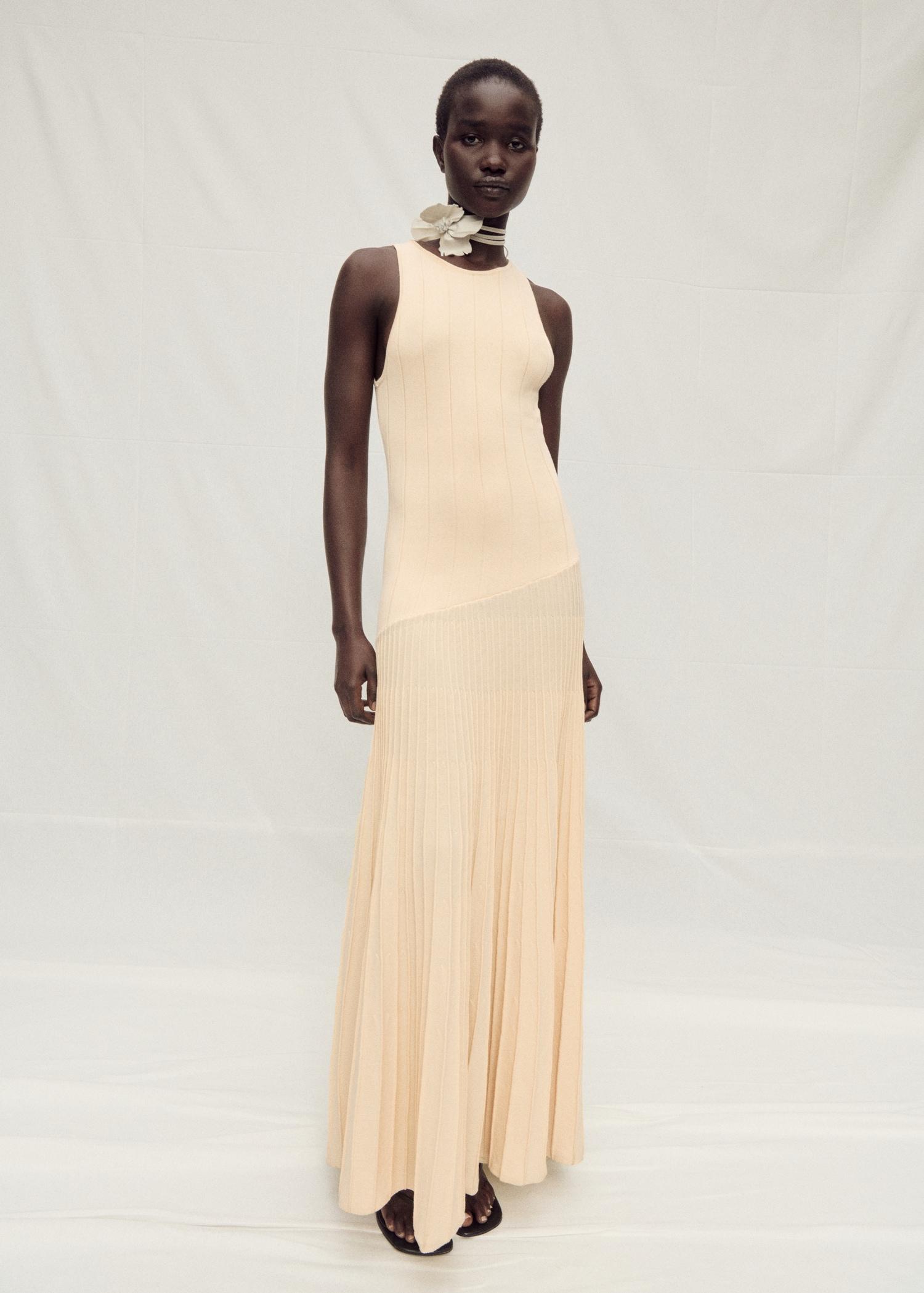 Pleated knitted dress - Women | MANGO USA Product Image