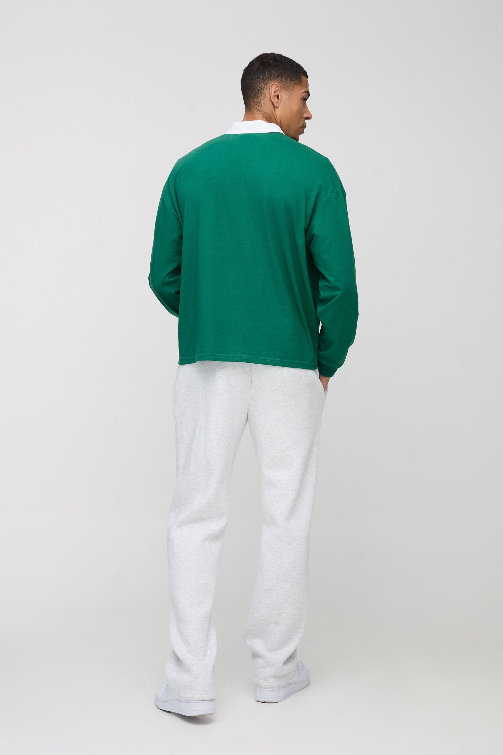 Oversized Boxy Long Sleeve Contrast Polo | boohooMAN USA Product Image
