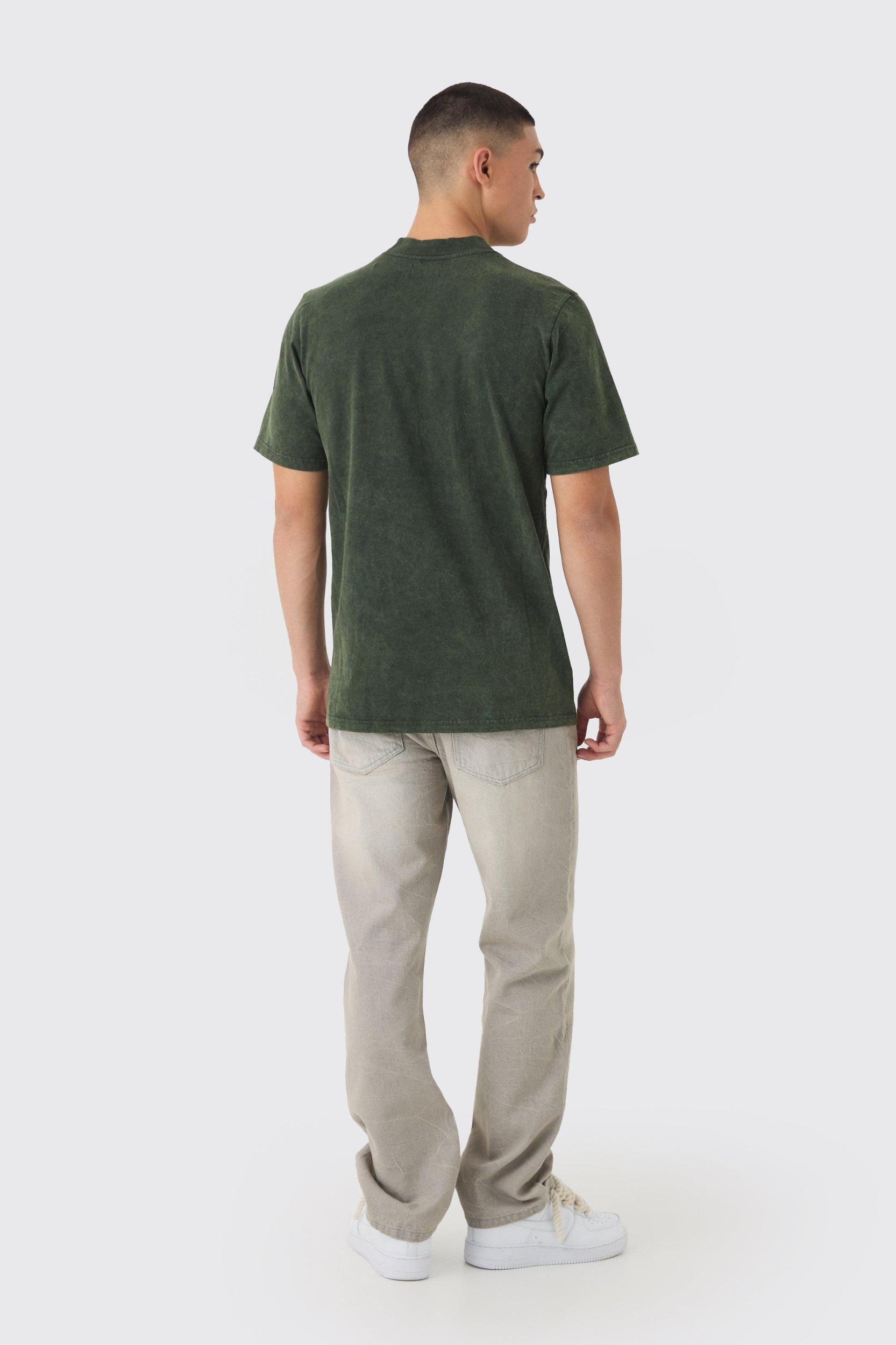 Regular Fit Heavyweight Embroidery Washed T-Shirt | boohooMAN USA Product Image