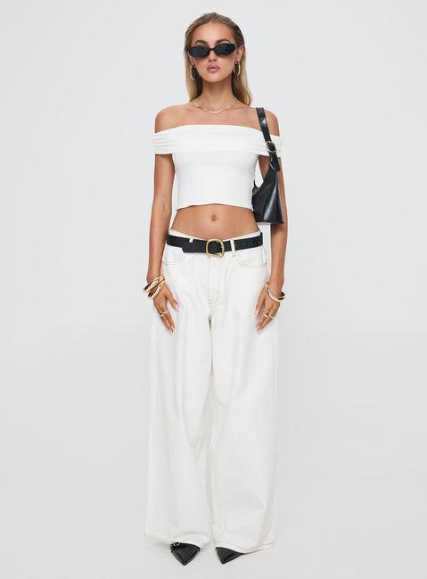 Channel Off The Shoulder Top White Product Image