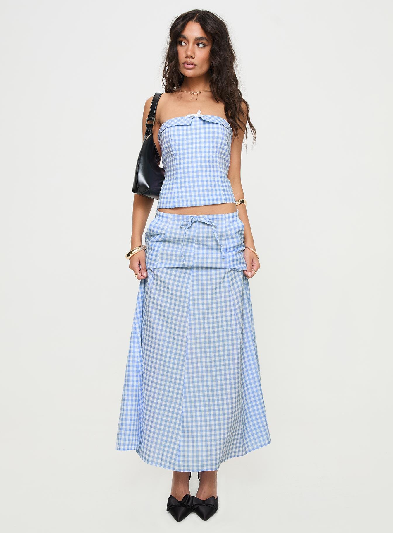 Carmino Maxi Skirt Blue Check Product Image