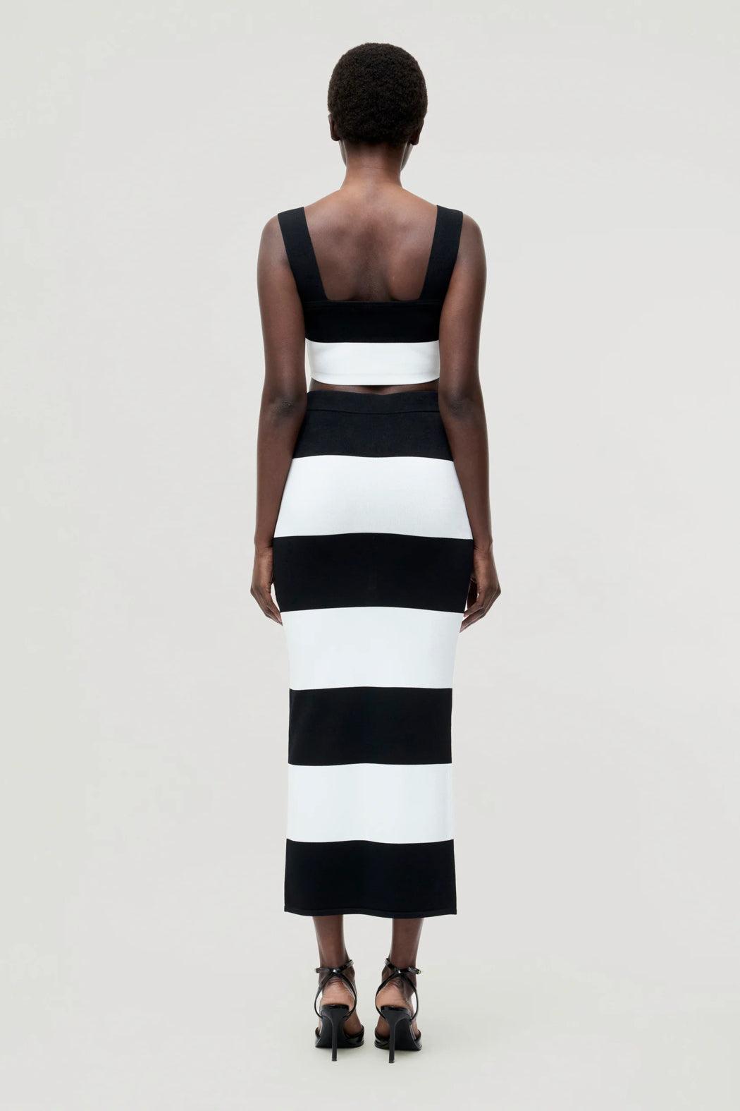 Bodycon Knit Top- Black/ Summer White Stripe Product Image