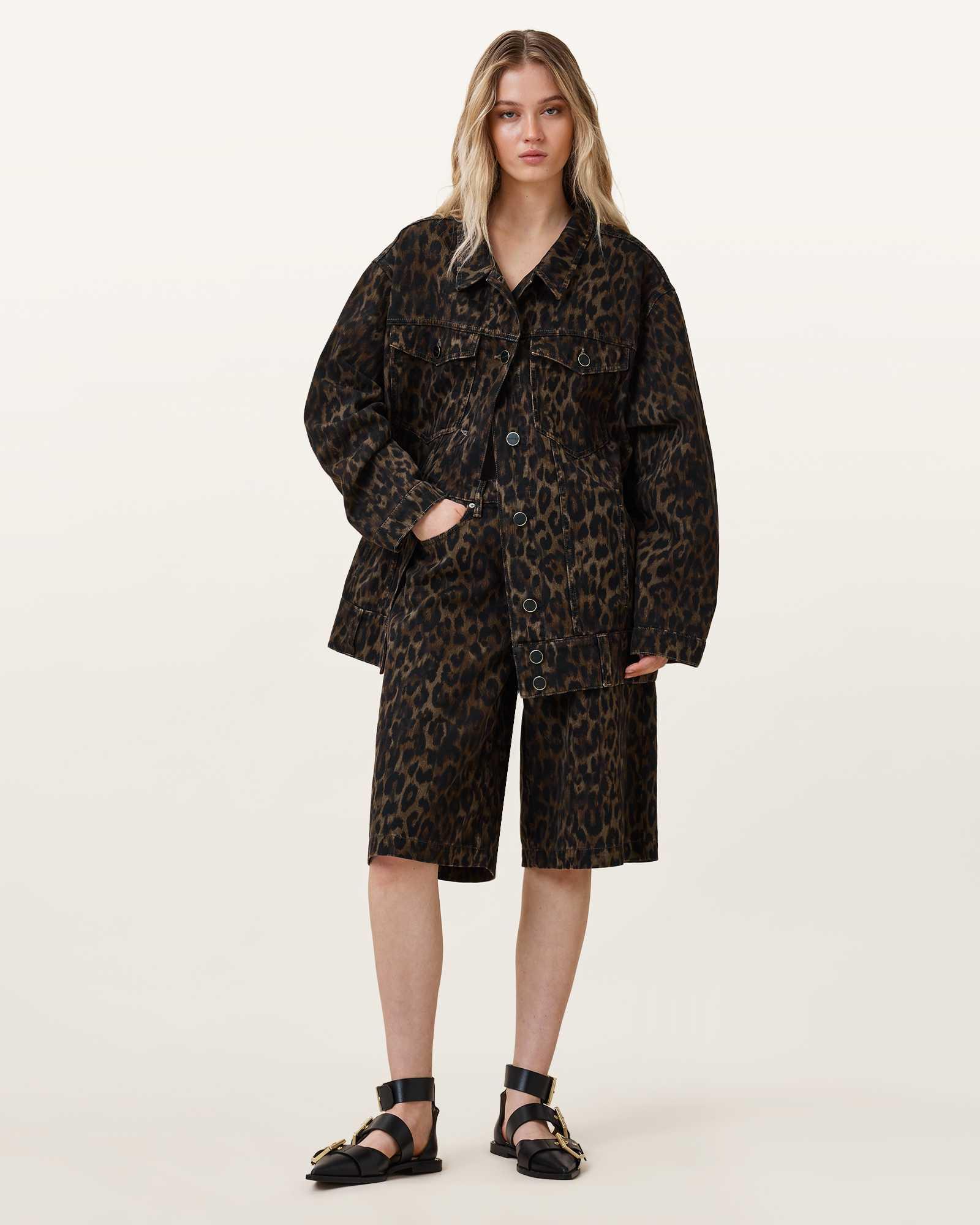 Louie Leopard Print Long Shorts Product Image