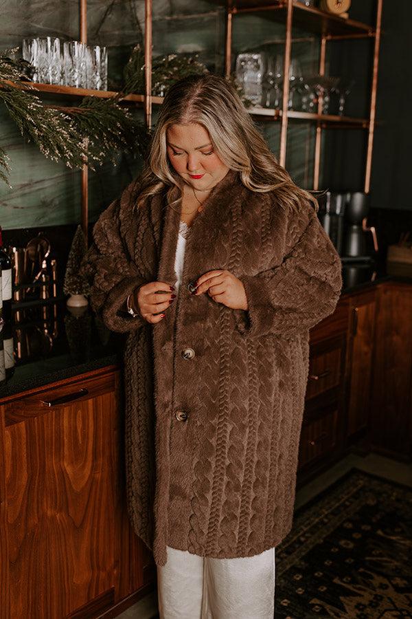 Warm Fuzzy Feeling Faux Fur Coat in Espresso Curves Product Image