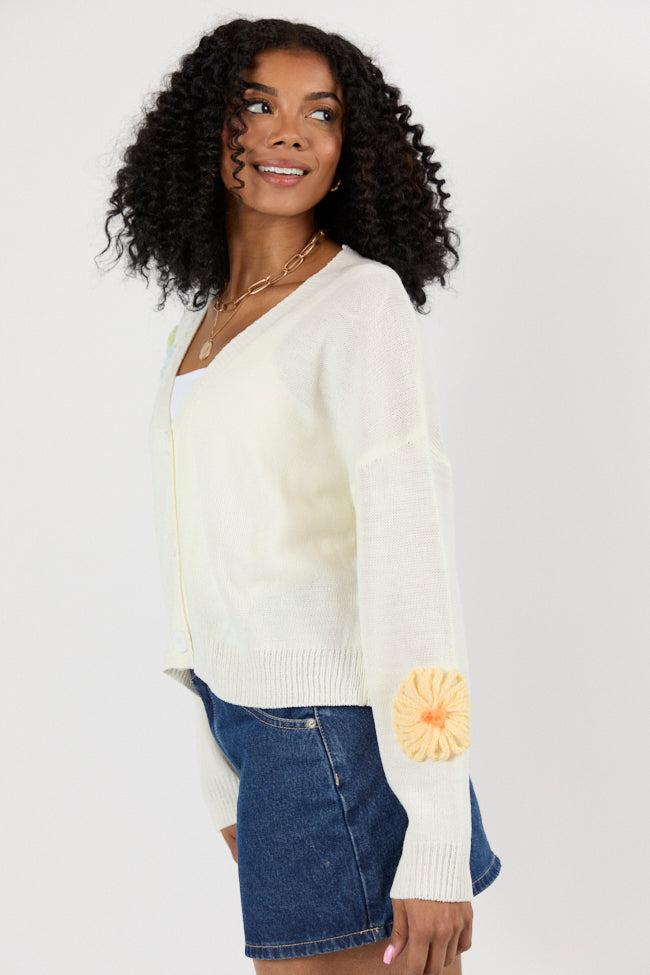 Made My Mark Ivory Multi Floral Embroidered Cardigan FINAL SALE Product Image