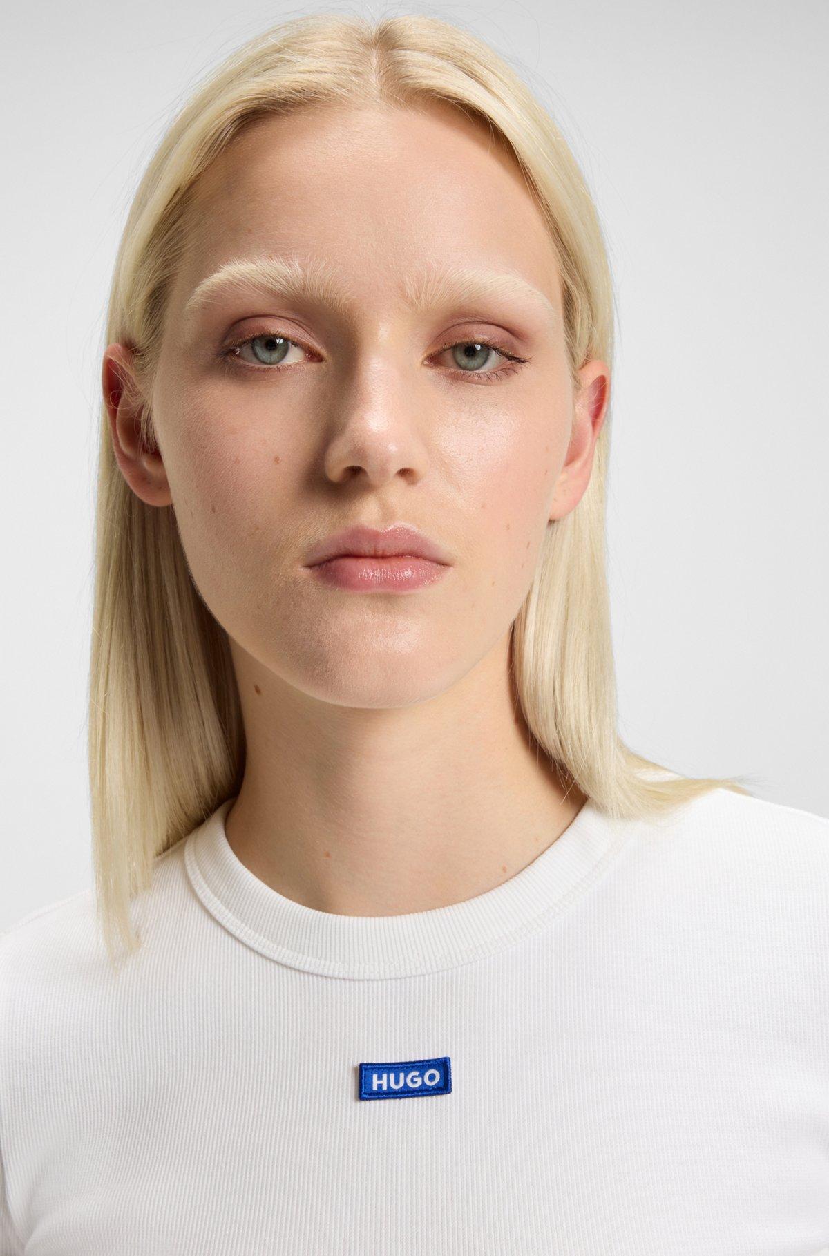 Slim-fit stretch-cotton shirt with logo tape Product Image