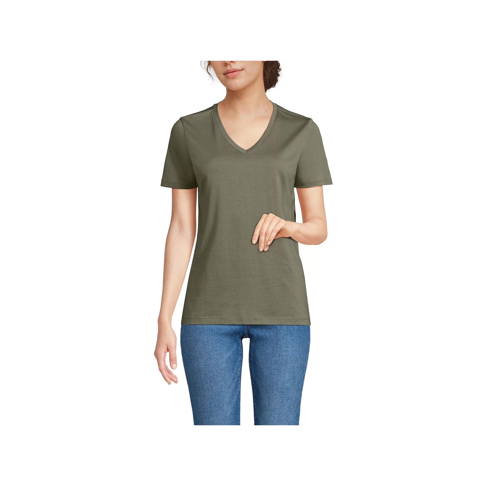 Women's Lands' End Relaxed-Fit Supima Cotton V-Neck Tee,  Product Image