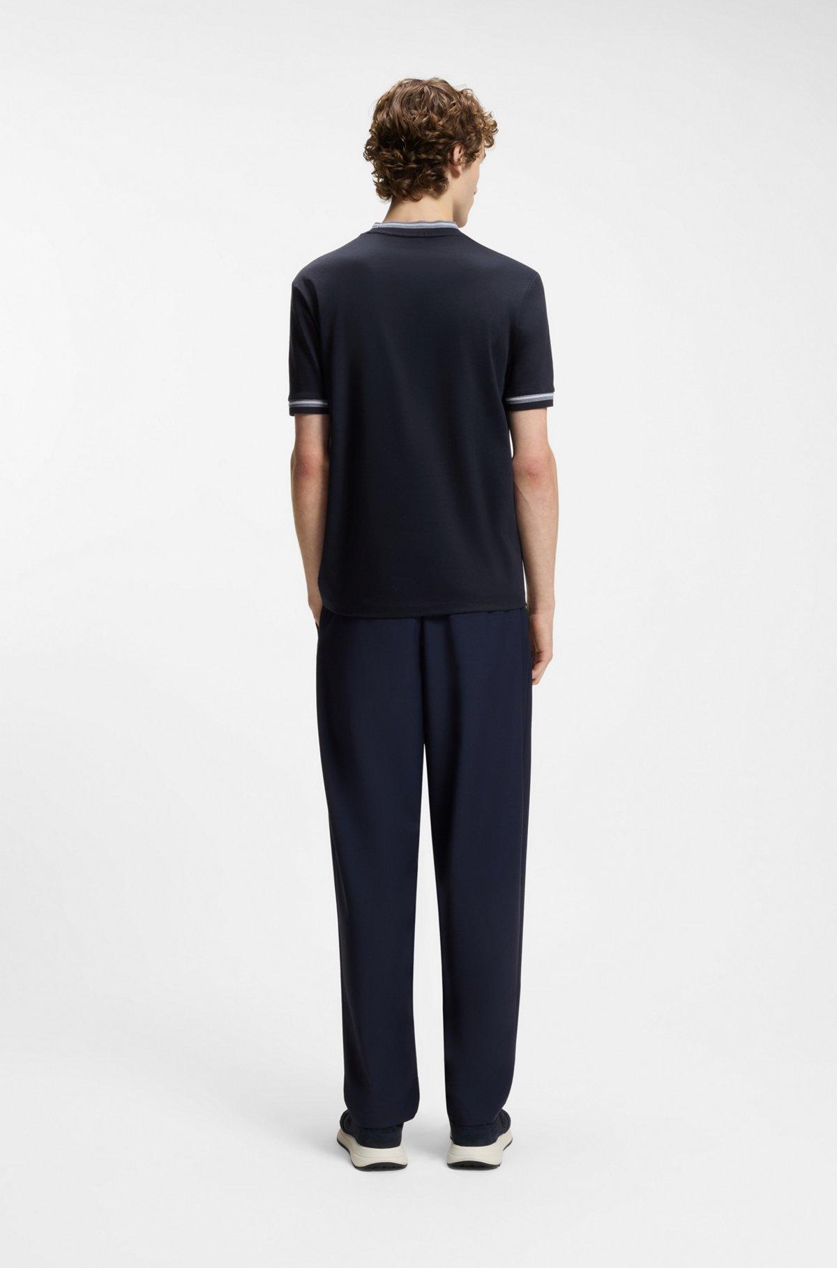 Contrast-tipping slim-fit T-shirt in mercerised cotton Product Image