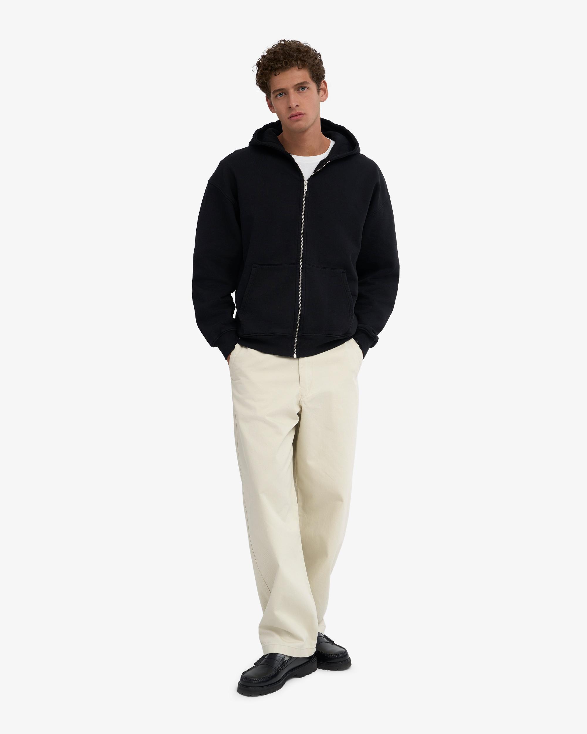 Organic Oversized Zip Hood - Deep Black Product Image