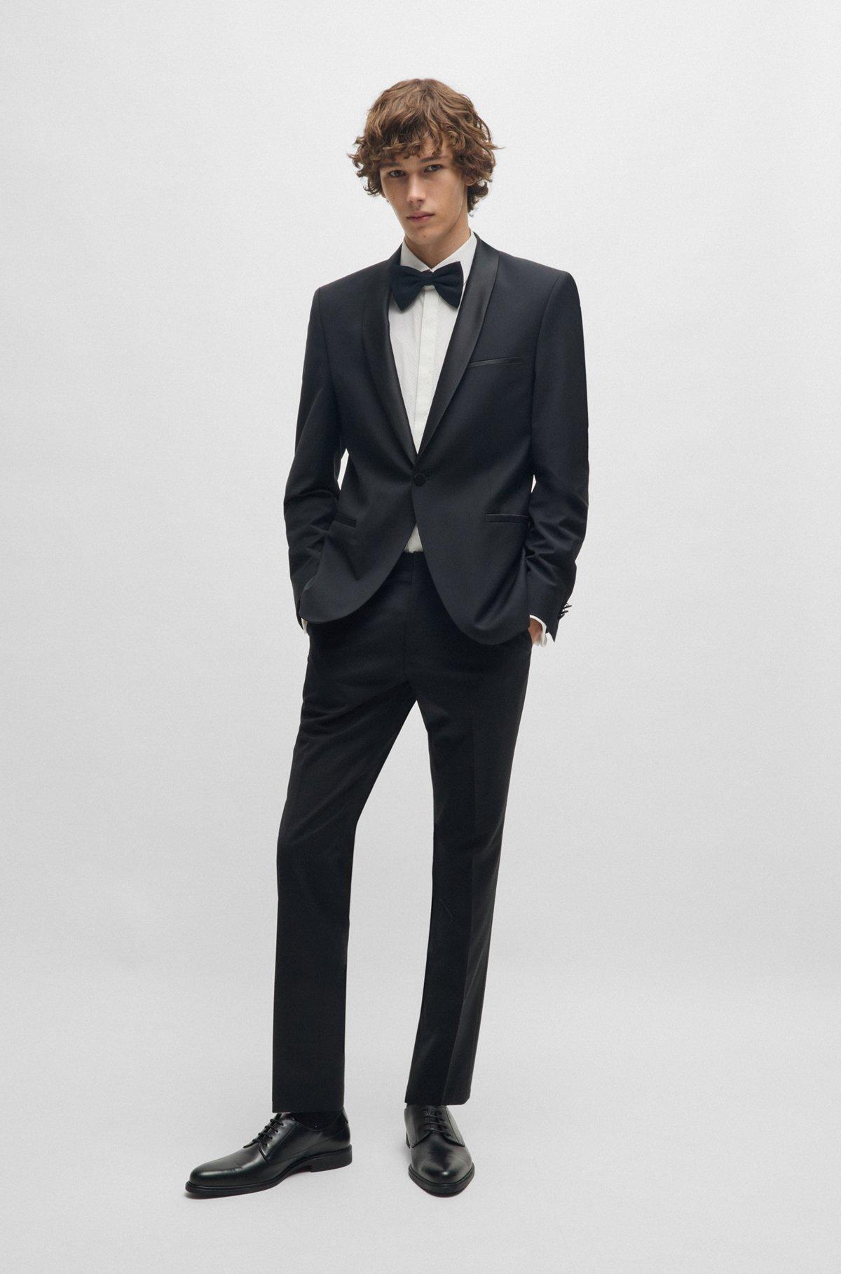 Slim-fit shirt in structured stretch cotton Product Image