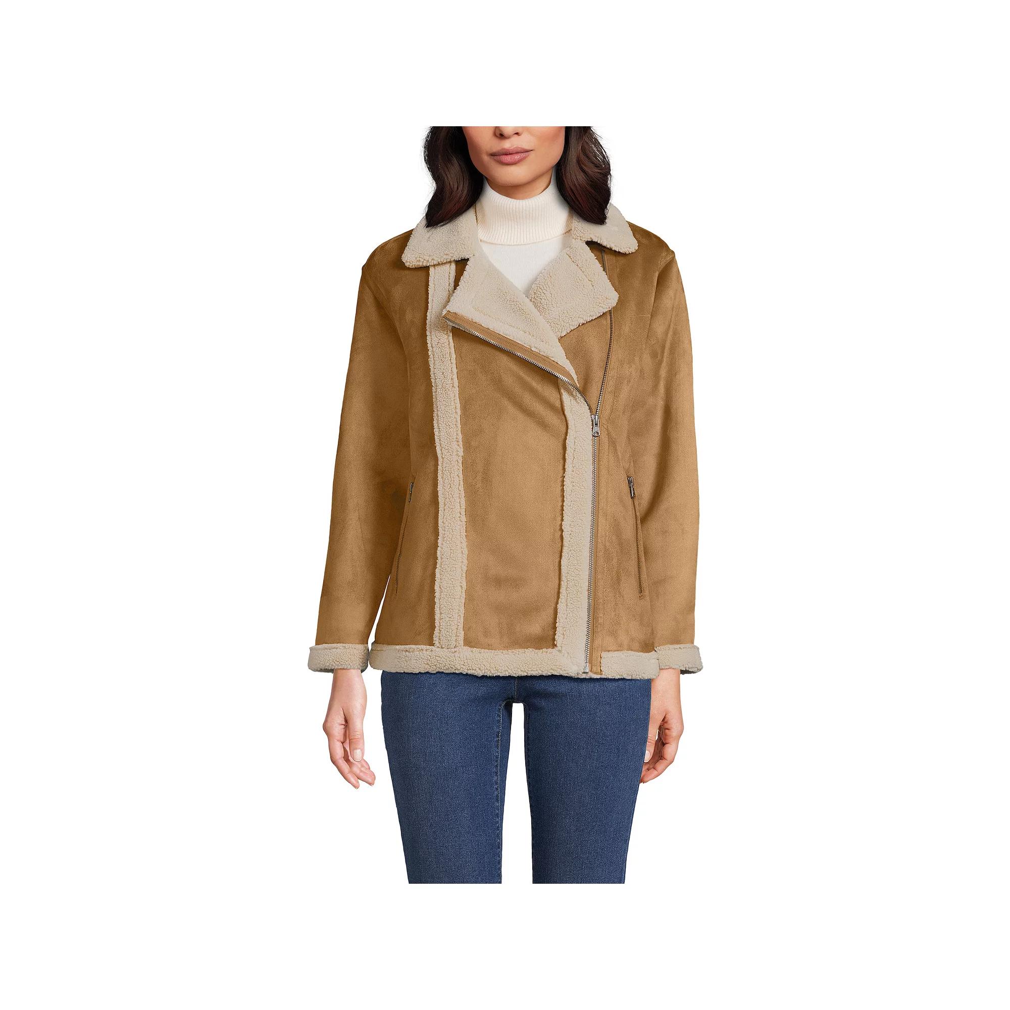 Women's Lands' End Shearling Jacket, Size: XL, Camel Shearling Product Image