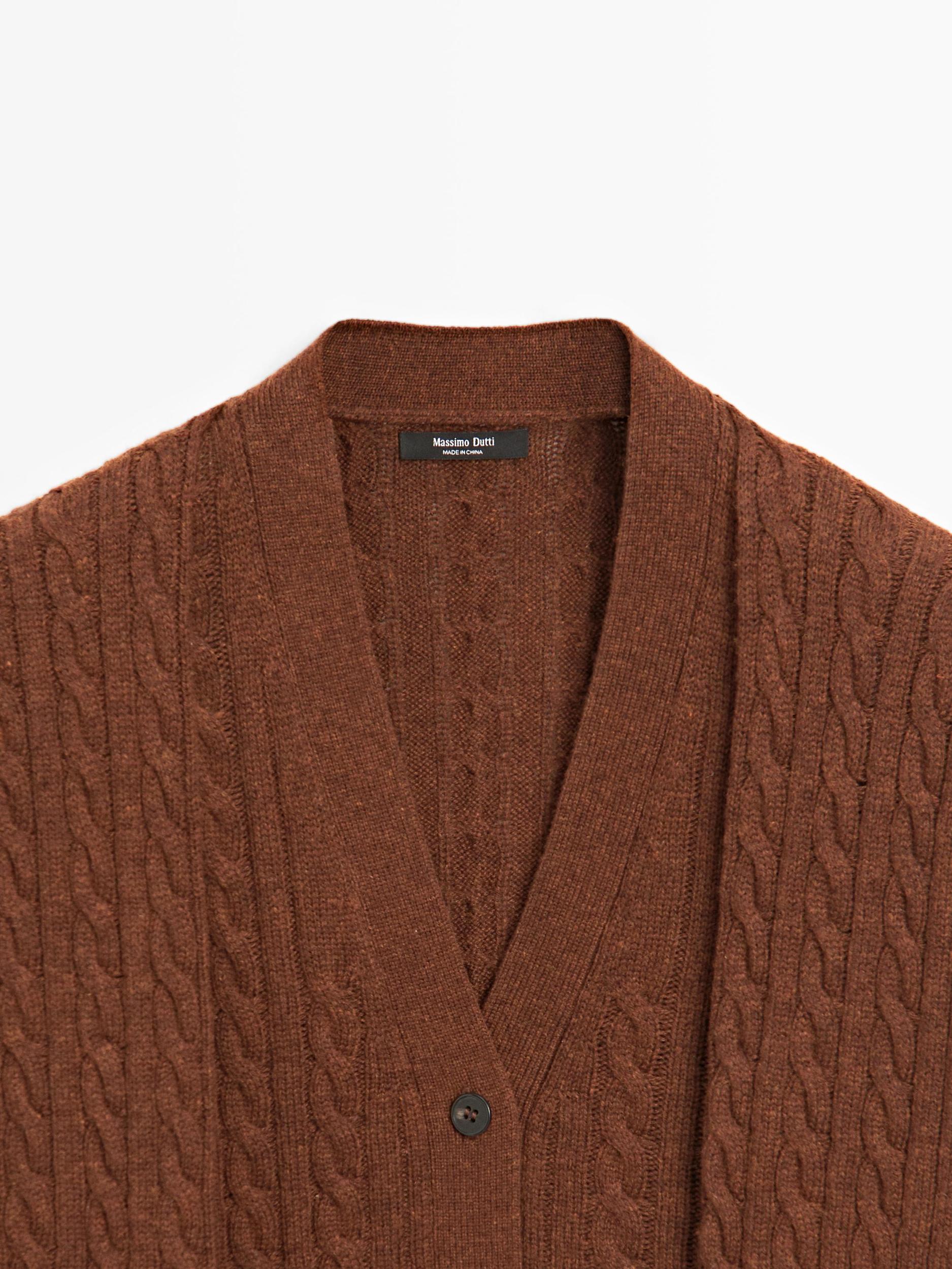 Wool blend cardigan with scarf detail Product Image