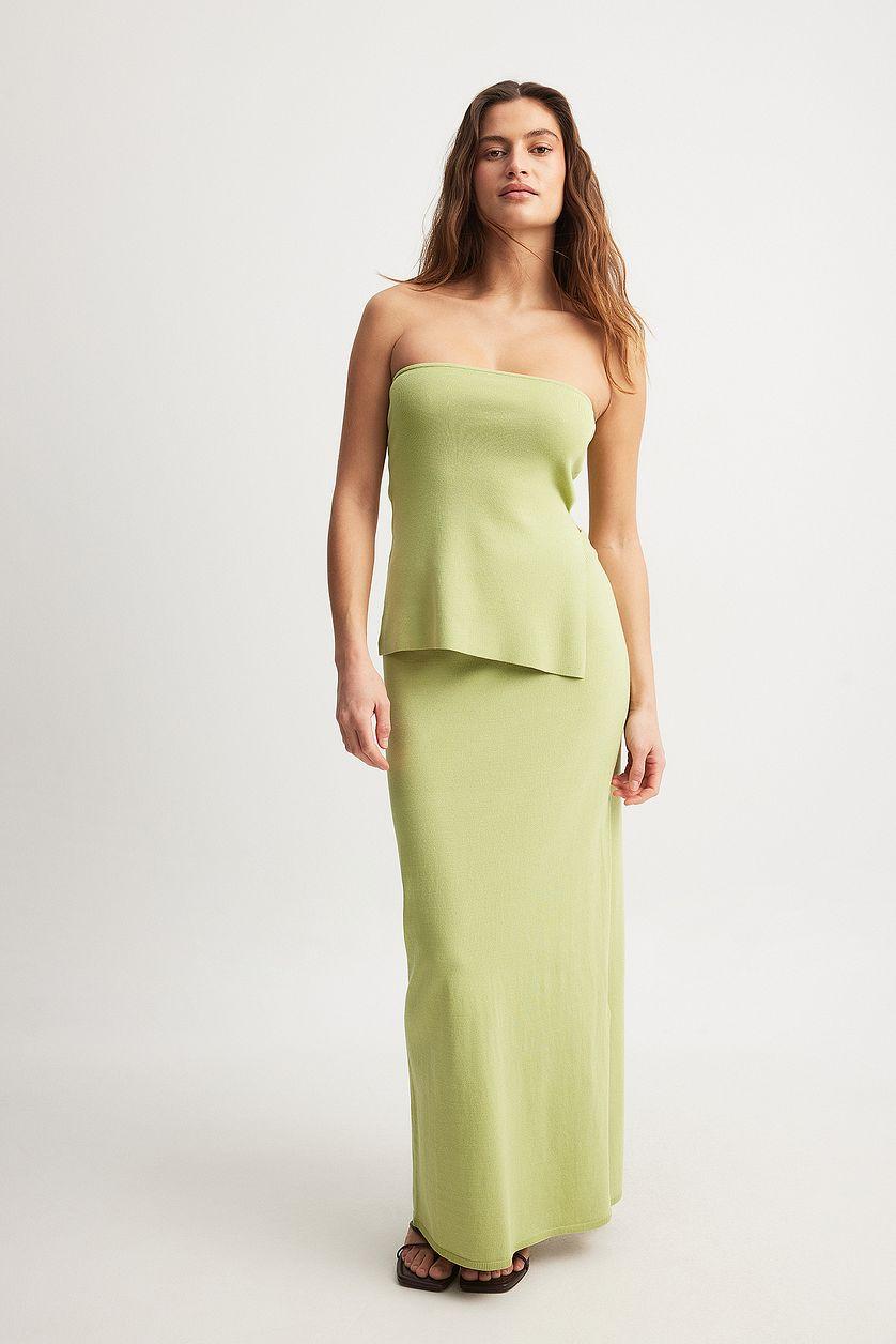 Knitted Slit Detail Tube Top Product Image