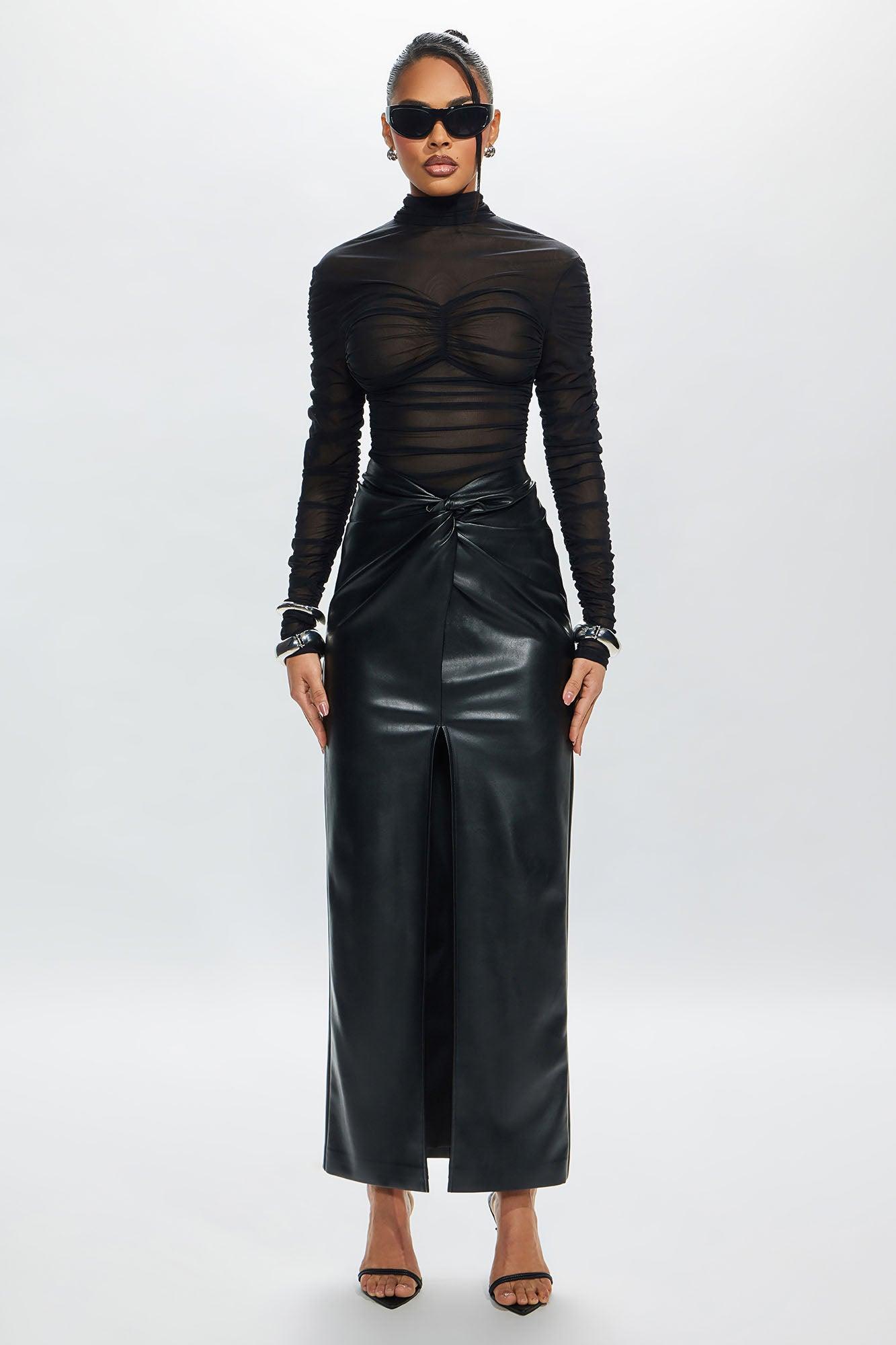 Madeline Sheer Ruched Top - Black Product Image