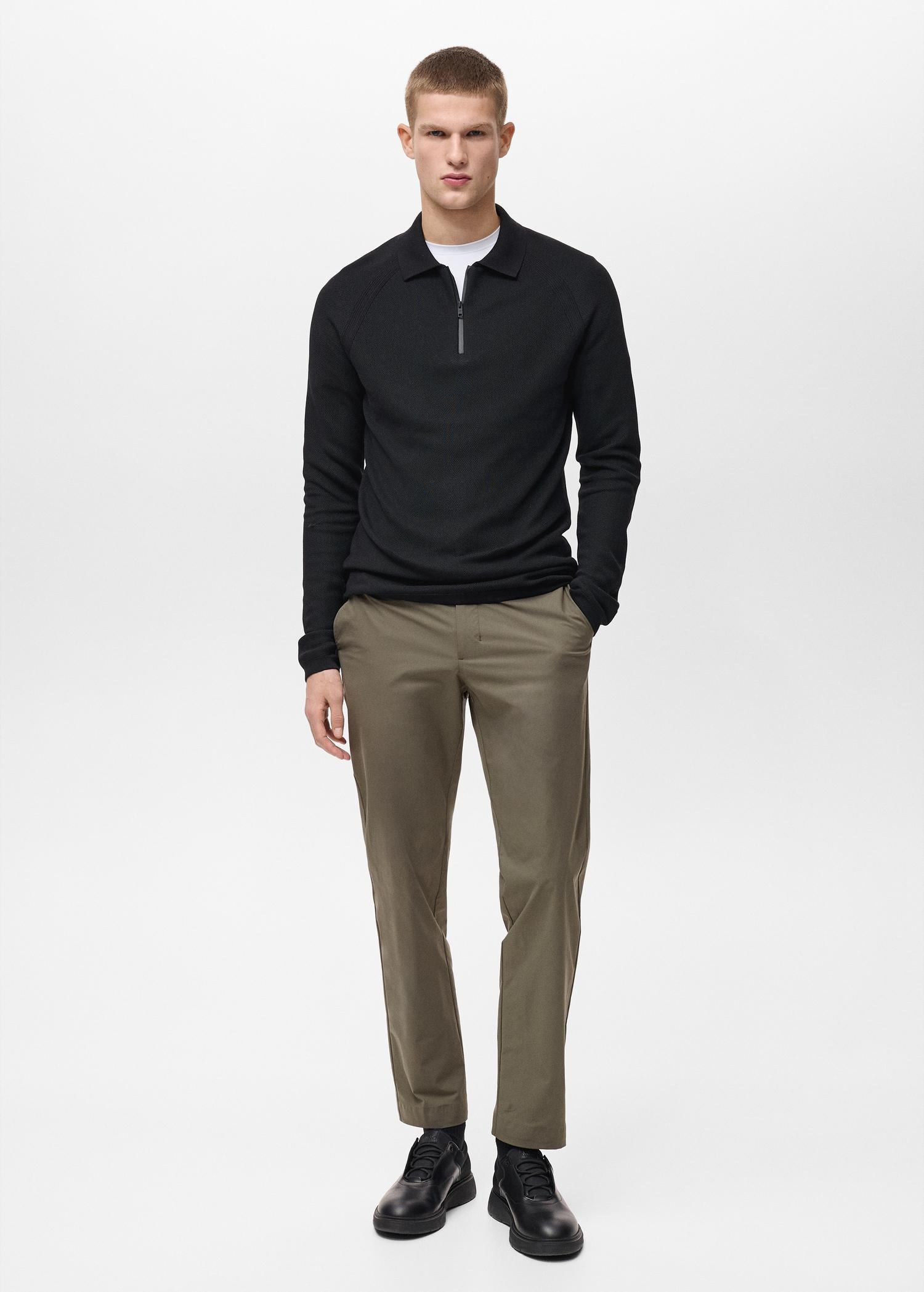Stretch fabric slim-fit pants with drawstring - Men | MANGO USA Product Image