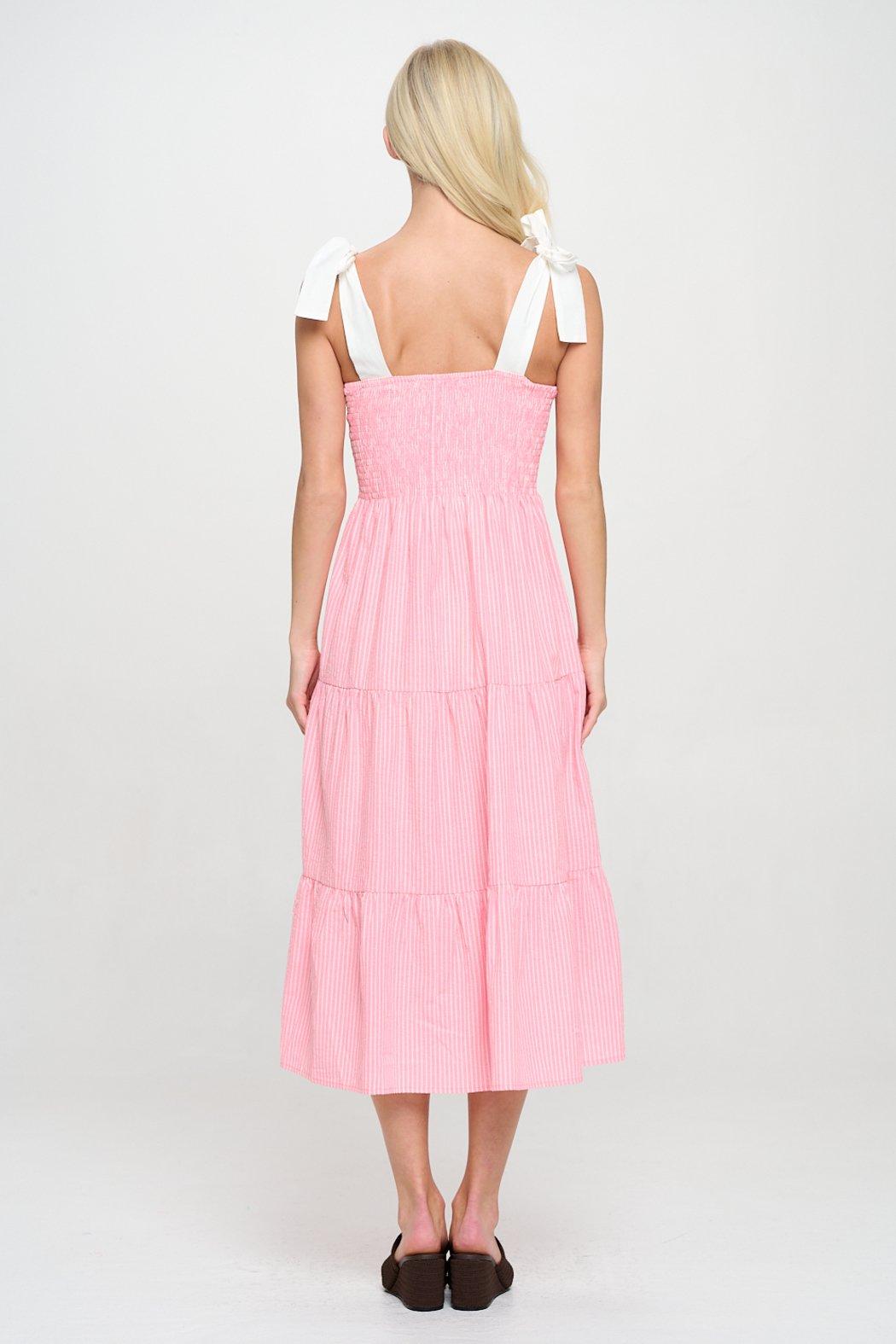 Coral Stripe Midi Dress Product Image
