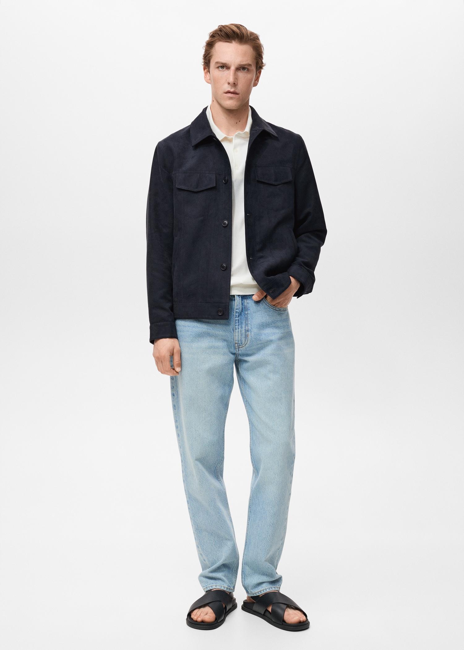 Suede leather-effect overshirt - Men | MANGO USA Product Image