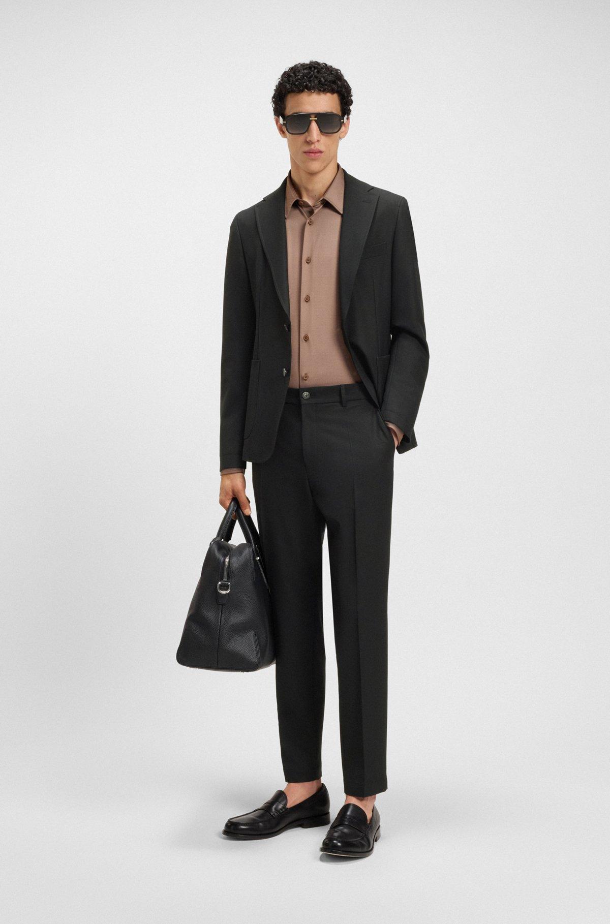 BOSS - Slim-fit jacket in machine-washable stretch fabric - Black Product Image