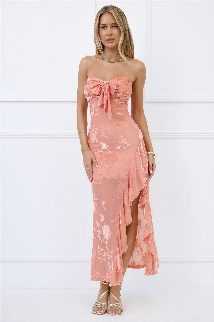 Pretty Moods Only Strapless Maxi Dress Peach Product Image
