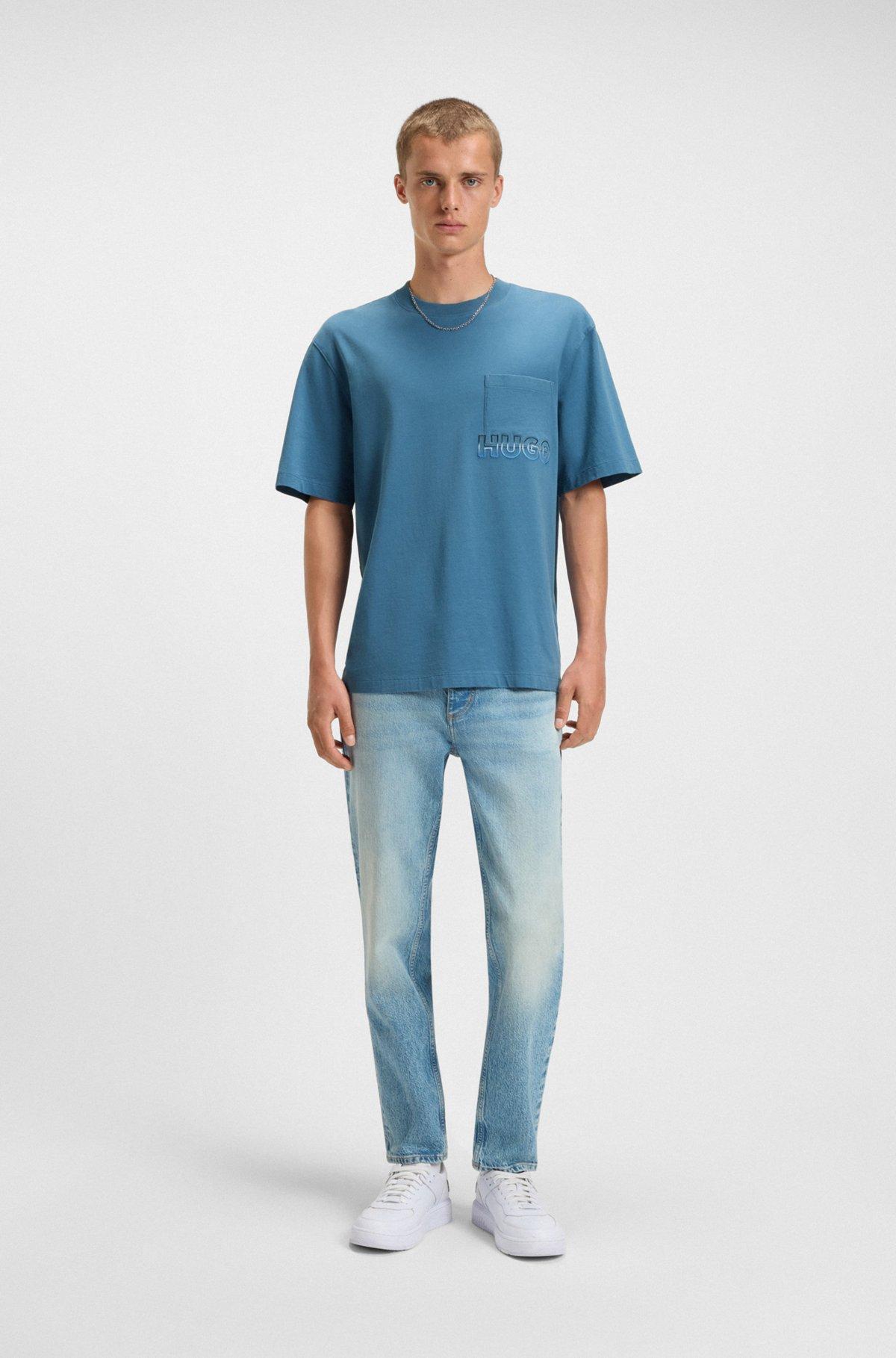 Cotton-jersey T-shirt with reverse-logo embroidery Product Image