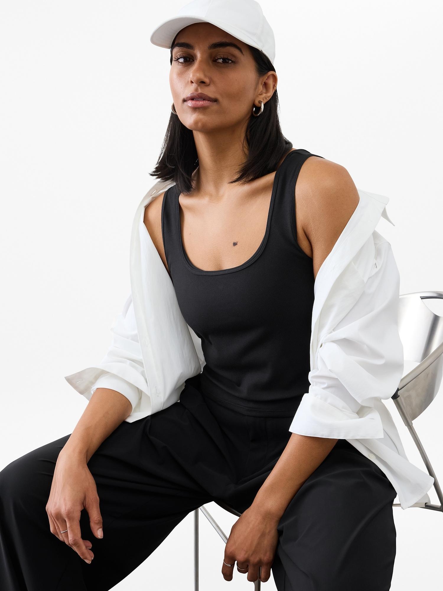 Signature Rib Square Neck Crop Tank Product Image