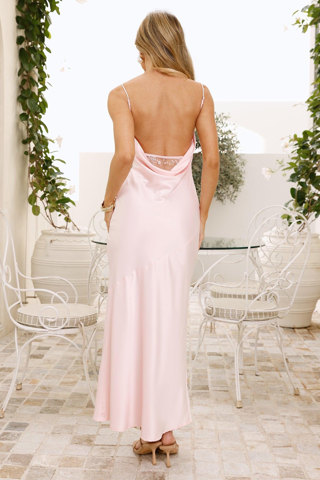 Twilight Lustre Satin Maxi Dress Pink Product Image