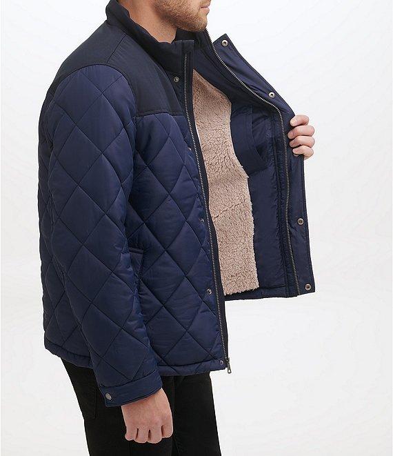 Cole Haan Tonal-Mixed-Media Sherpa Lined Quilted Jacket Product Image