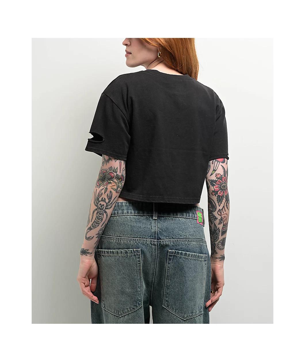 Broken Promises Lightning Black Wash Crop T-Shirt Product Image
