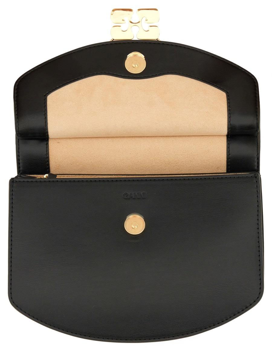 GANNI Small Shoulder Bag With Adjustable Strap And Gold-tone Hardware In Black Product Image