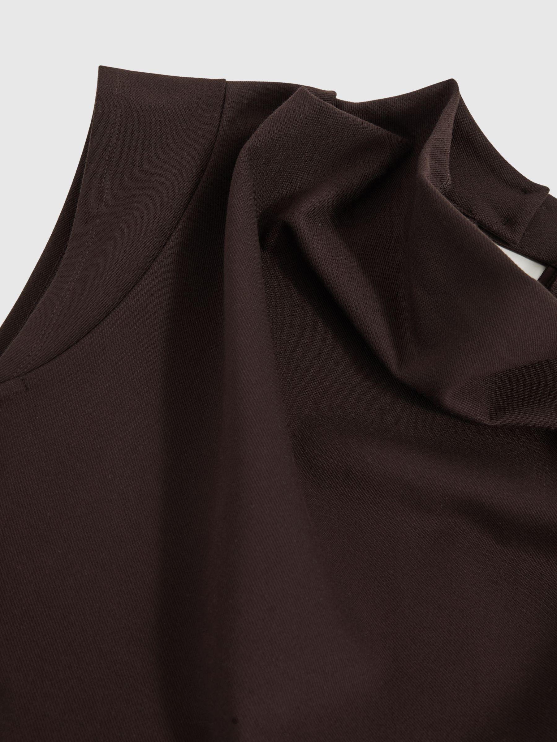 Twill-Jersey Draped Midi Dress in Burgundy Product Image