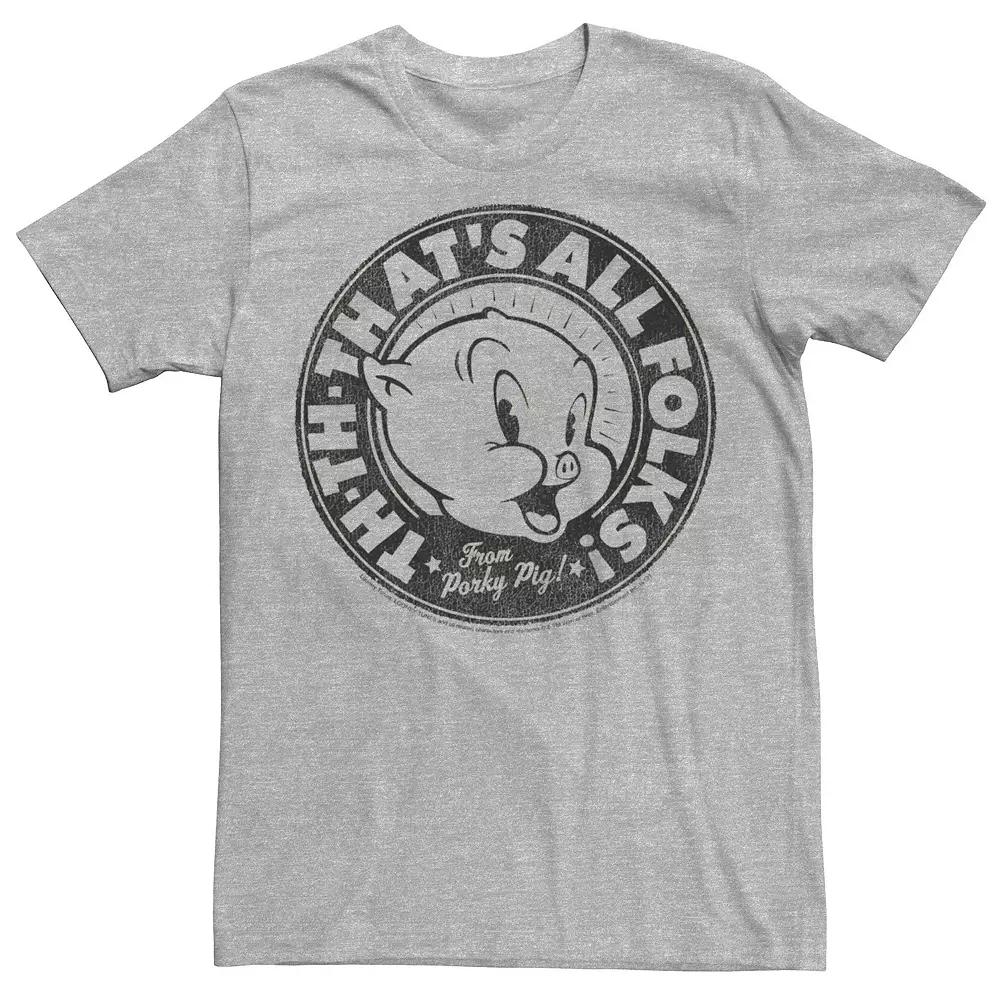 Men's Lonney Tunes Porky Pig That's all Folks Portrait Tee,  Product Image