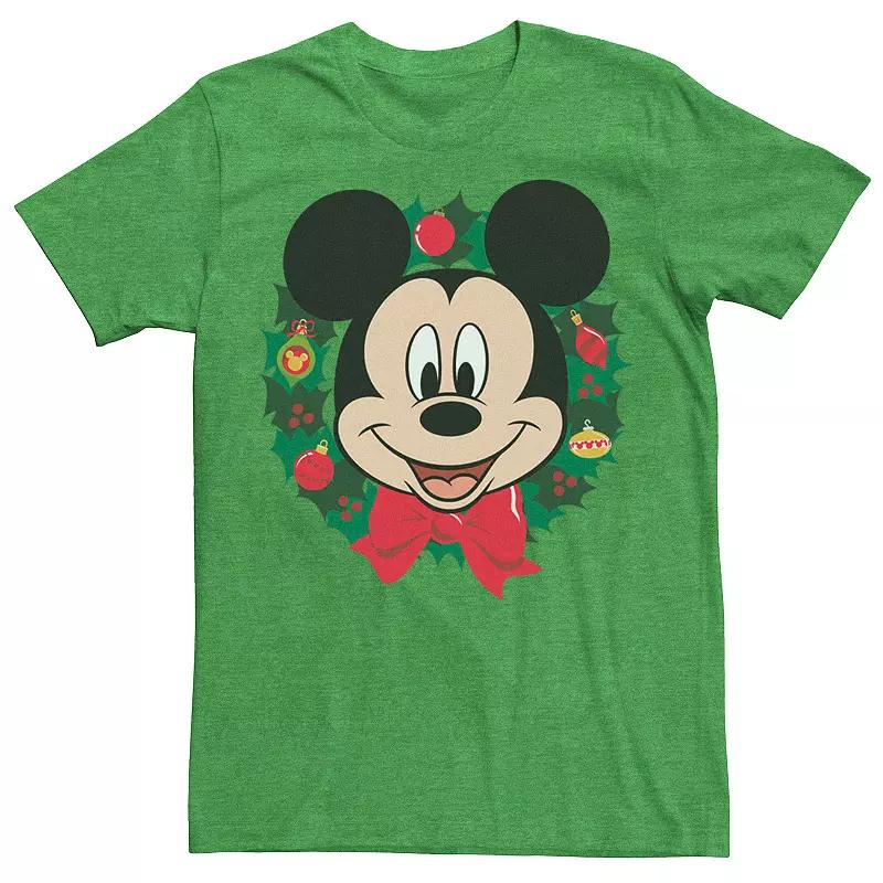 Disney's Mickey Mouse Christmas Wreath Portrait Men's Tee,  Product Image
