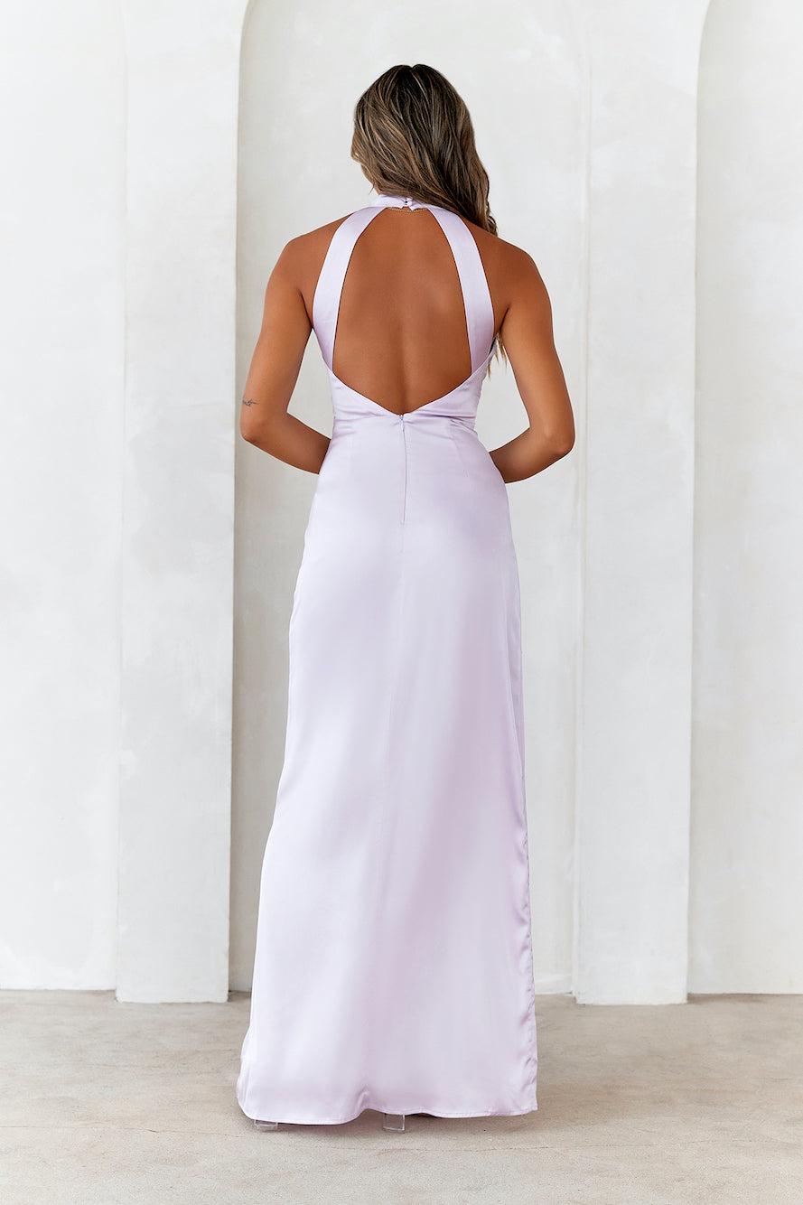 DEAR EMILIA Look At Me Satin Maxi Dress Lilac Product Image