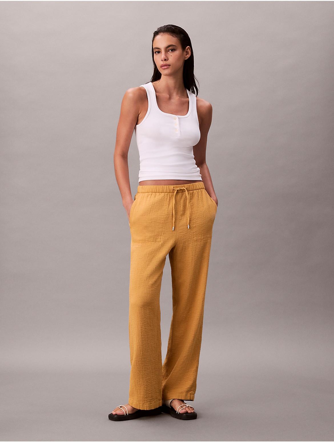 Calvin Klein Womens Double Gauze Pull-On Pants - Yellow Product Image