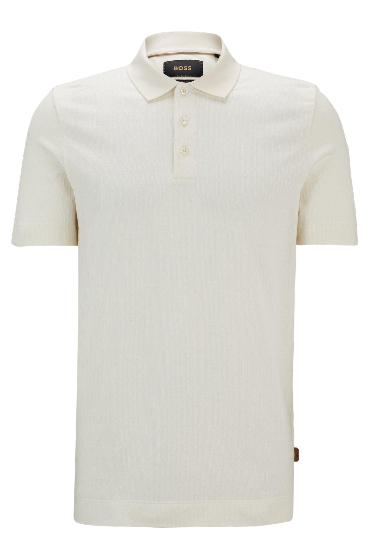 Regular-fit polo shirt in quilted cotton and silk Product Image