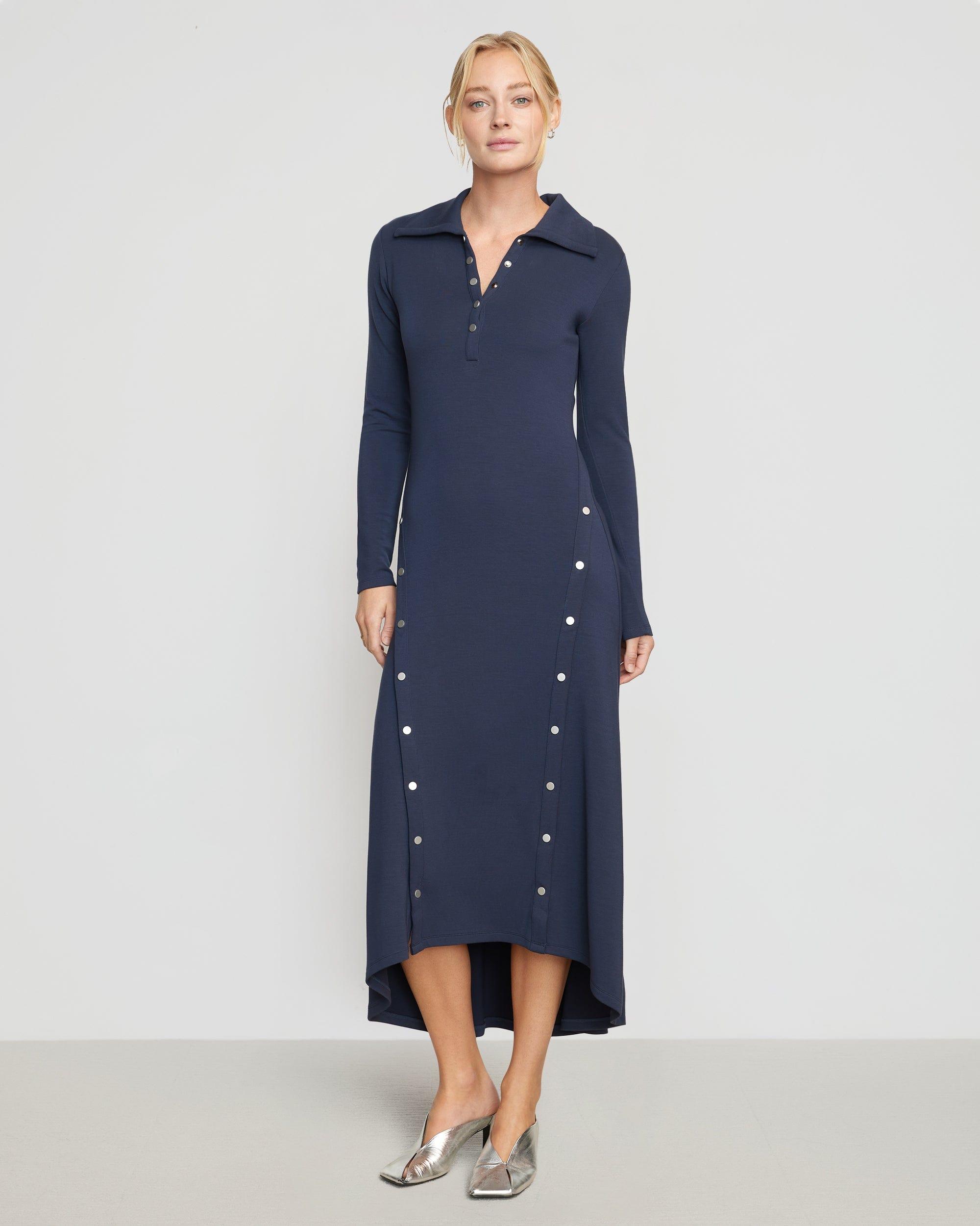 Shawna Button-Accent Collared Dress Product Image