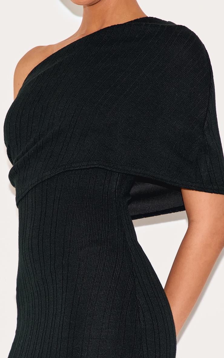 Black Textured Extreme Bardot Maxi Dress Product Image