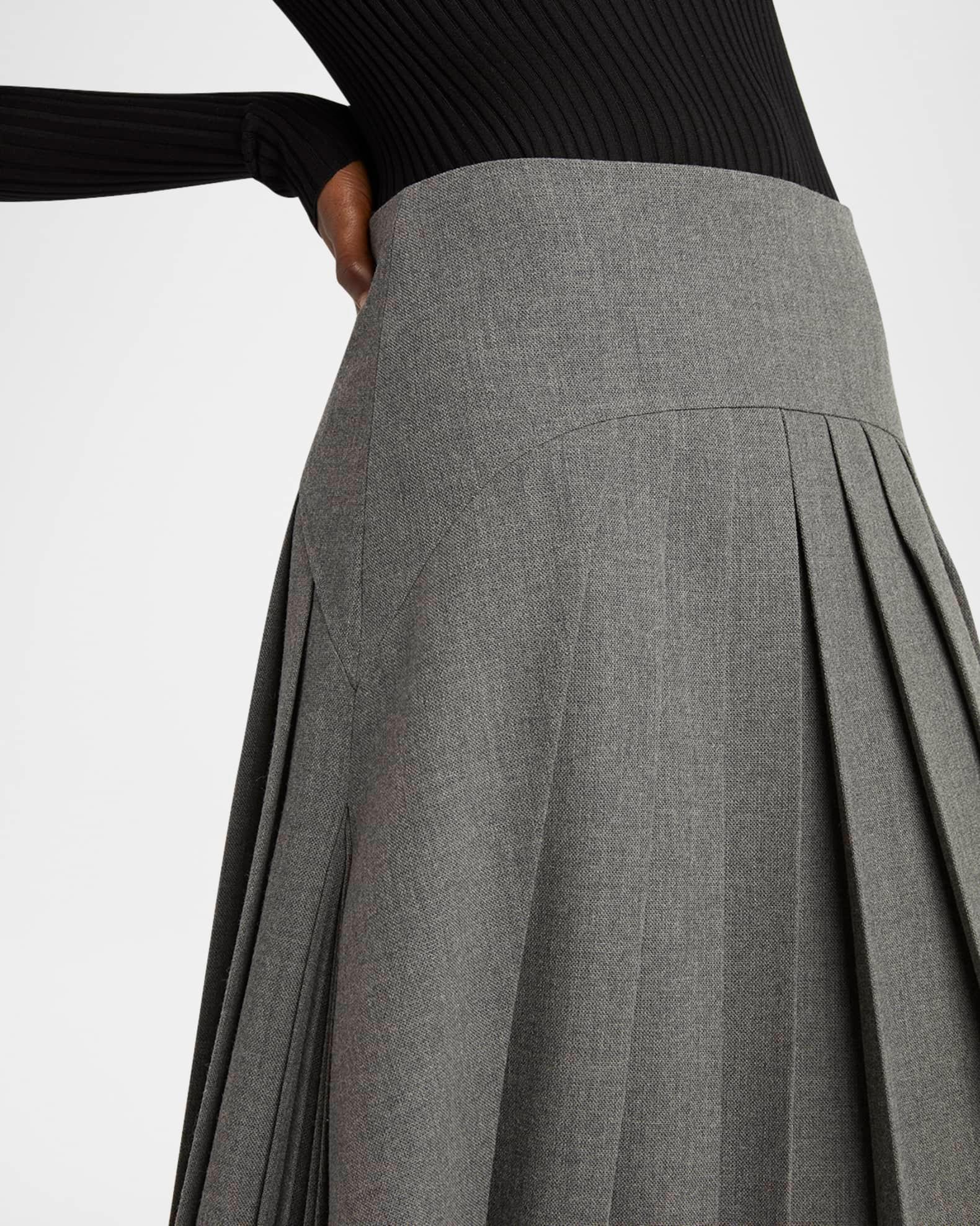 Curved-Yoked Pleated Midi Skirt Product Image
