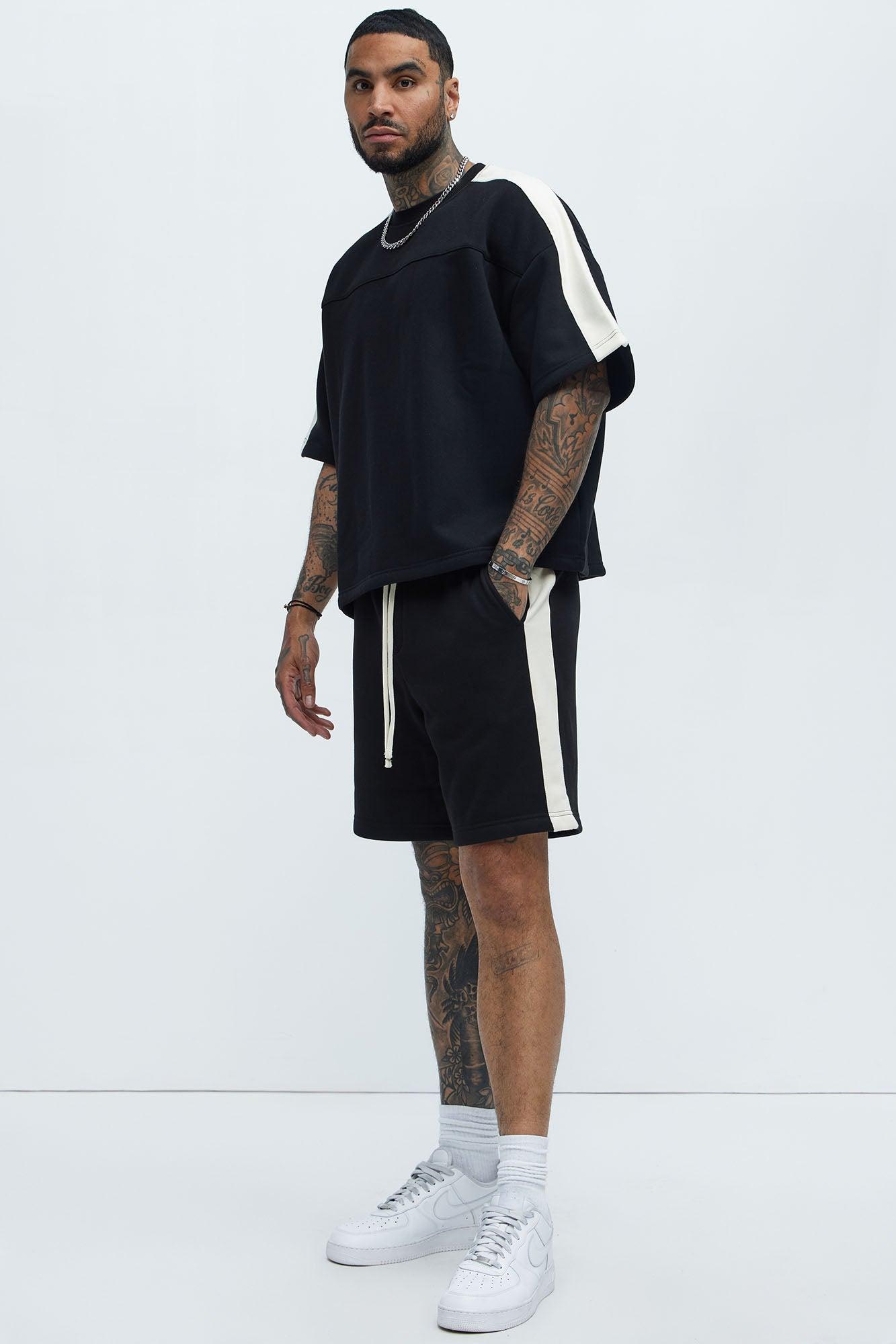 Tyson Oversized Heavyweight Striped Tee - Black Product Image