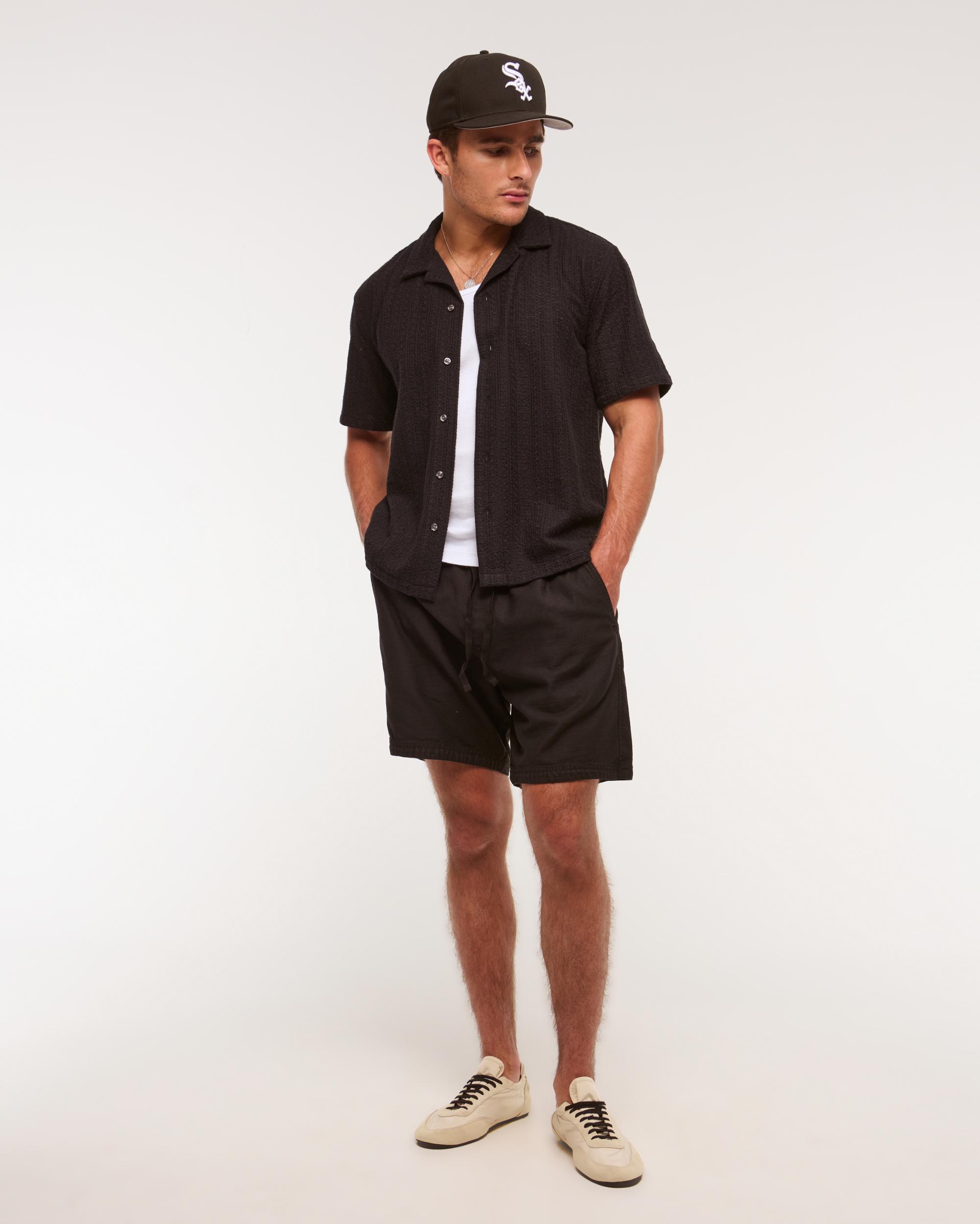 Camp Collar Cropped Lace Shirt Product Image