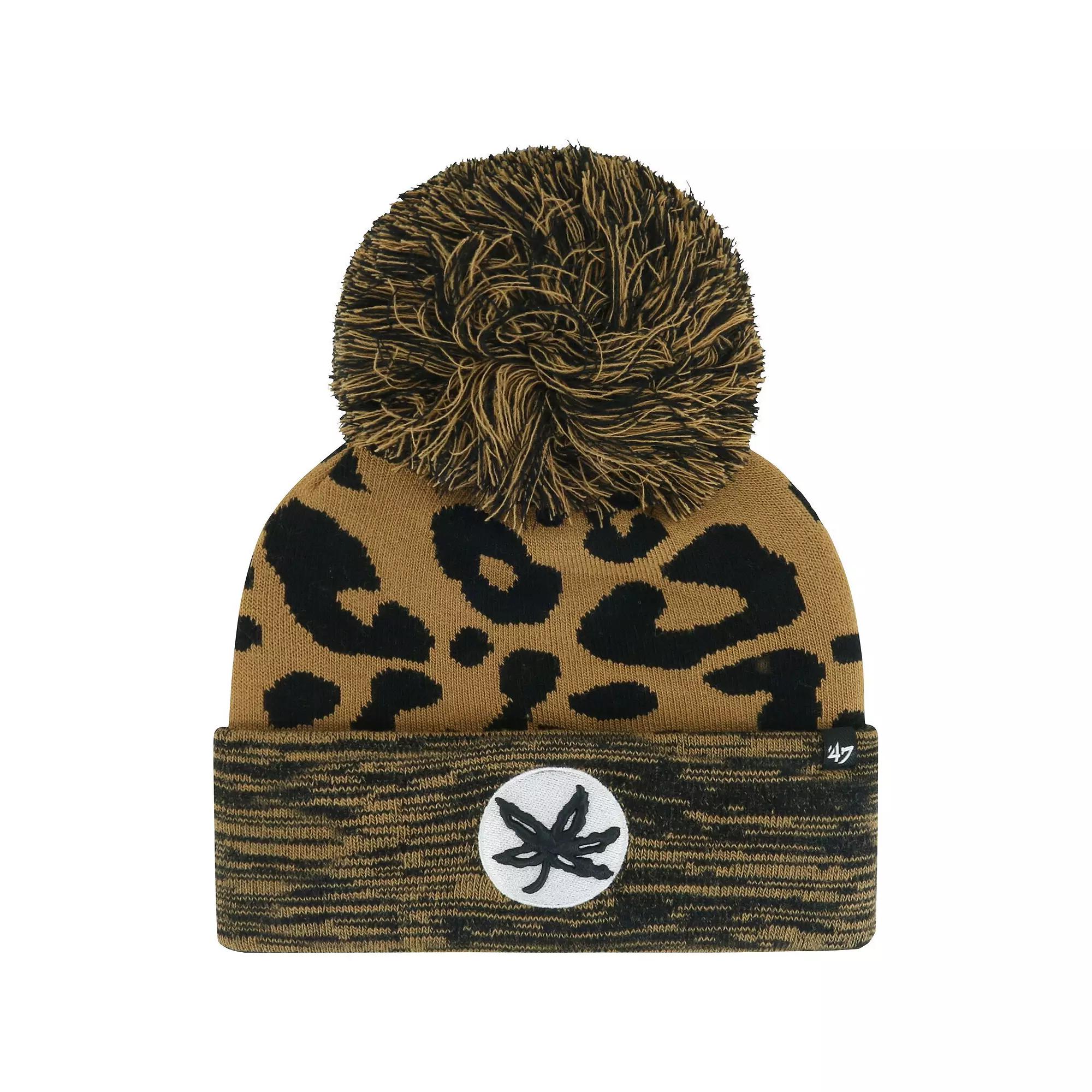 Women's '47  Brown Ohio State Buckeyes Rosette Cuffed Knit Hat with Pom Product Image