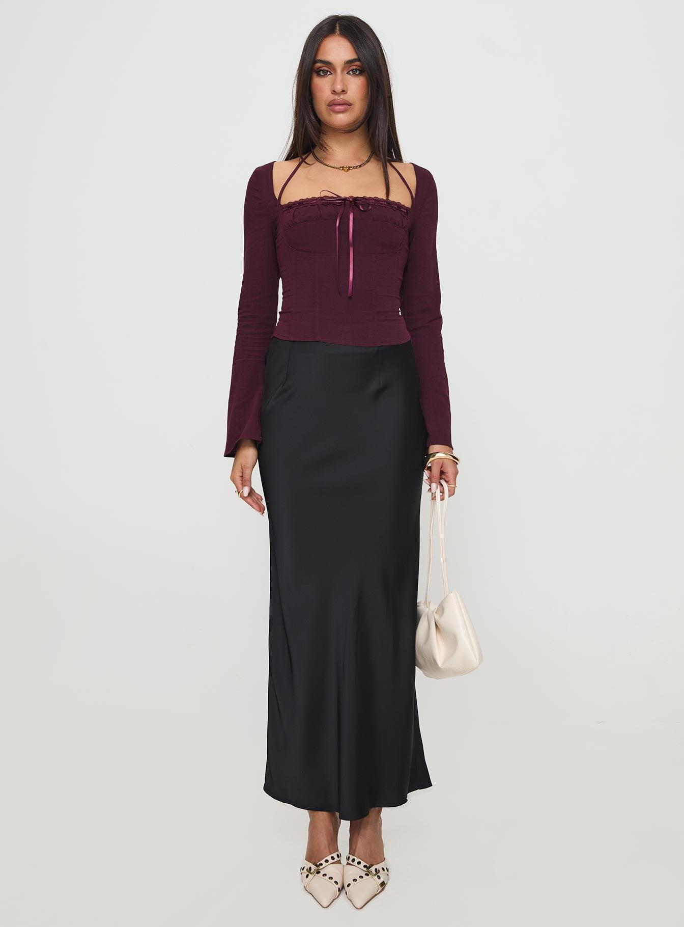 Trynia Long Sleeve Top Burgundy Product Image