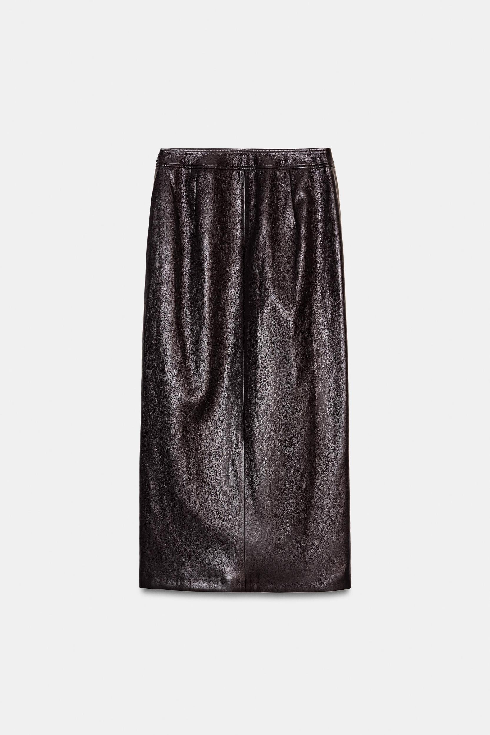 FAUX LEATHER MIDI SKIRT Product Image