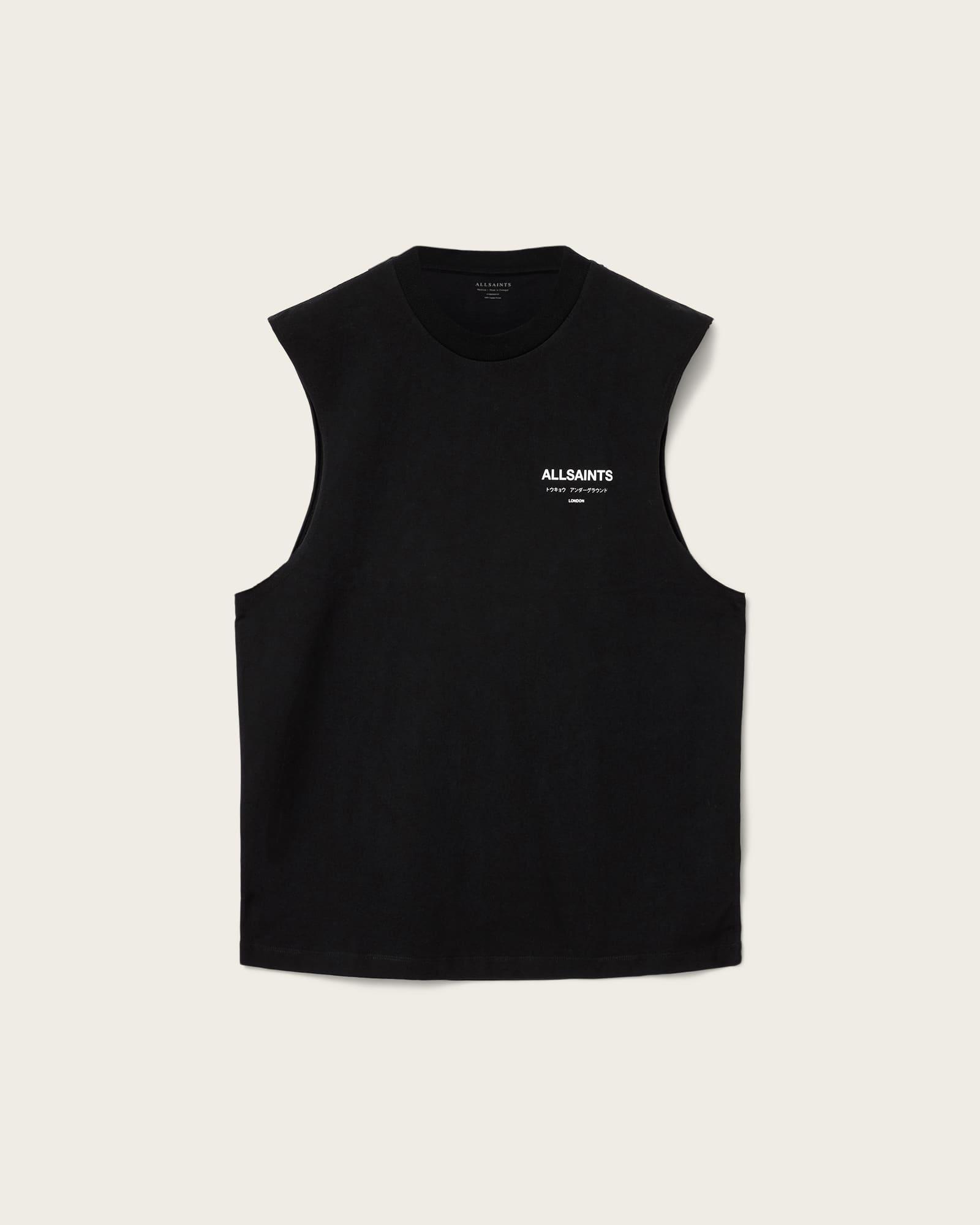 Underground Sleeveless Crew Neck T-Shirt Jet Black | ALLSAINTS US Product Image