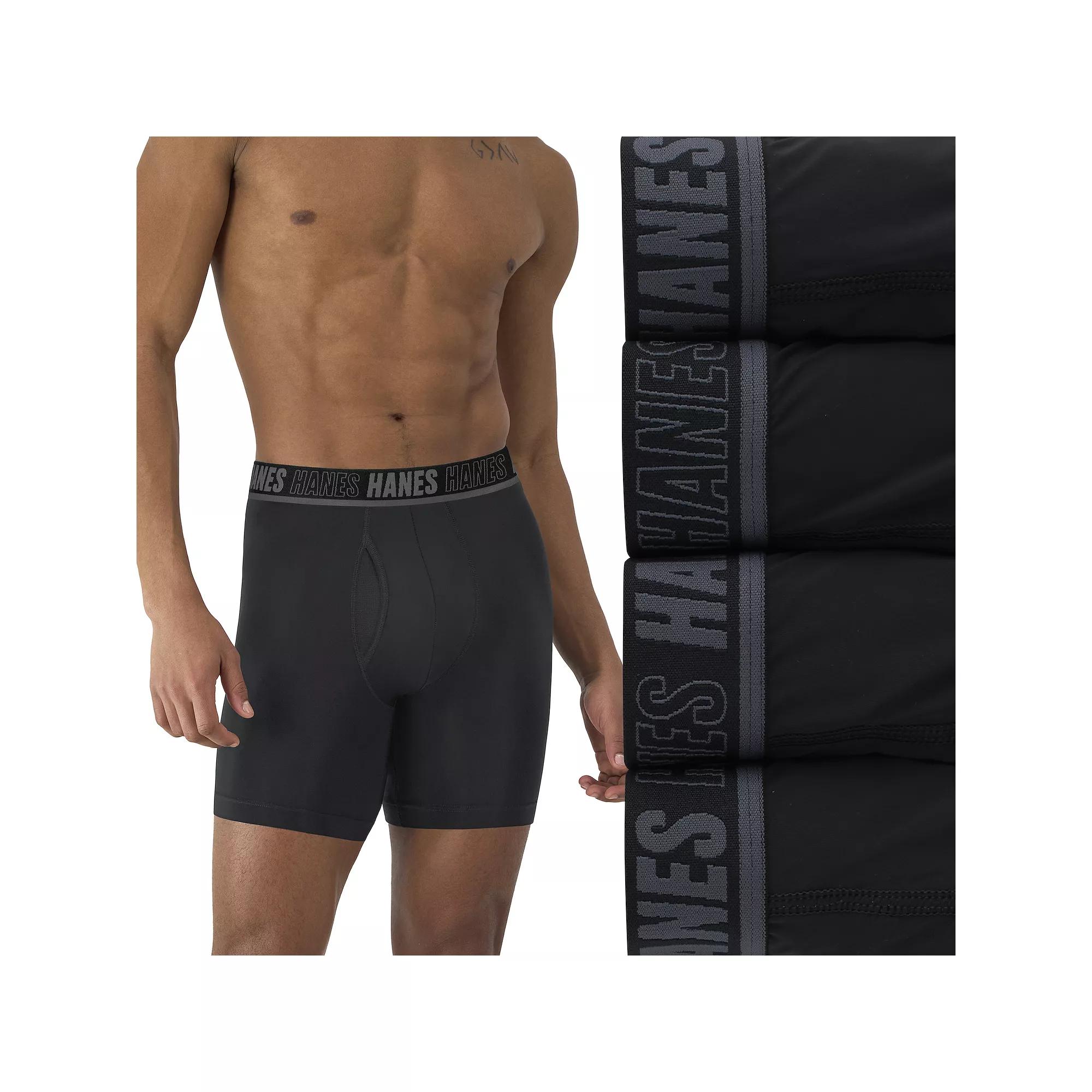 Men's Hanes® 4-Pack Moves Ultimate Anti-Chafe 6" Boxer Brief Underwear with Total Support Pouch and X-Temp,  Product Image