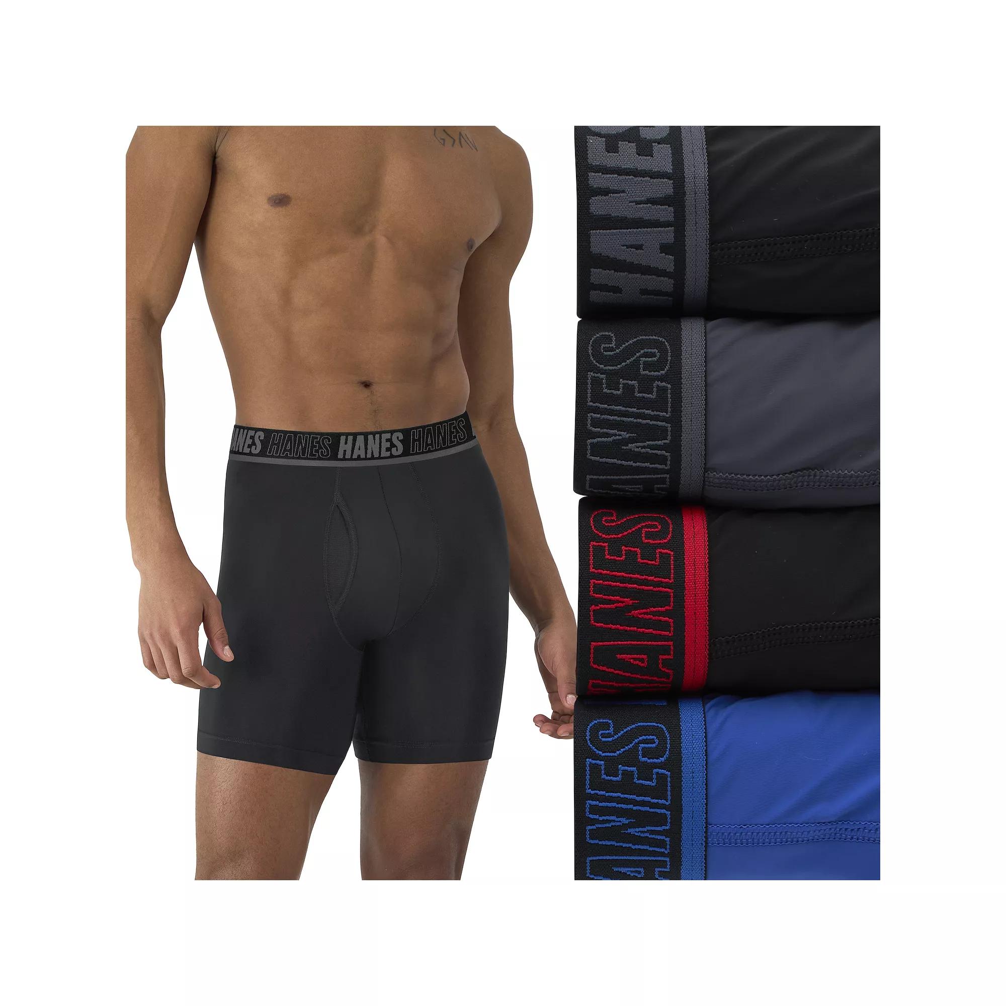 Men's Hanes® 4-Pack Moves Ultimate Anti-Chafe 6" Boxer Brief Underwear with Total Support Pouch and X-Temp,  Product Image