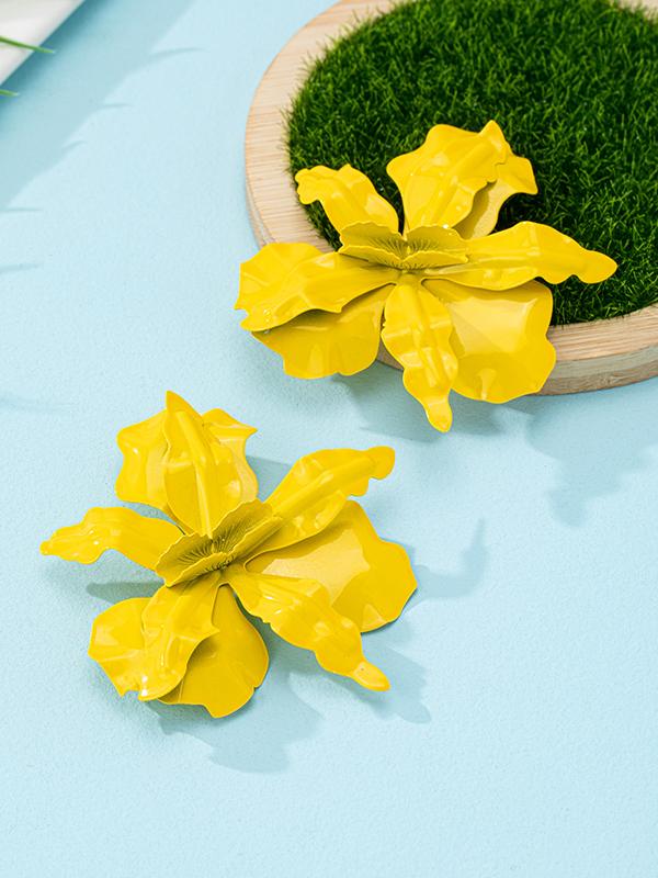 Flower Shape Solid Color Earrings Accessories Product Image